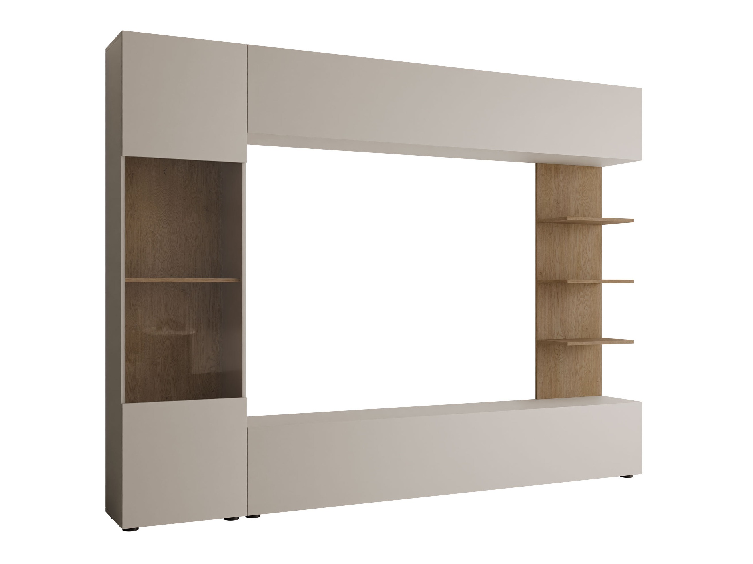 Wohnzimmer-Sets Comfivo Animus (Kaschmir + Eichenholzoptik)