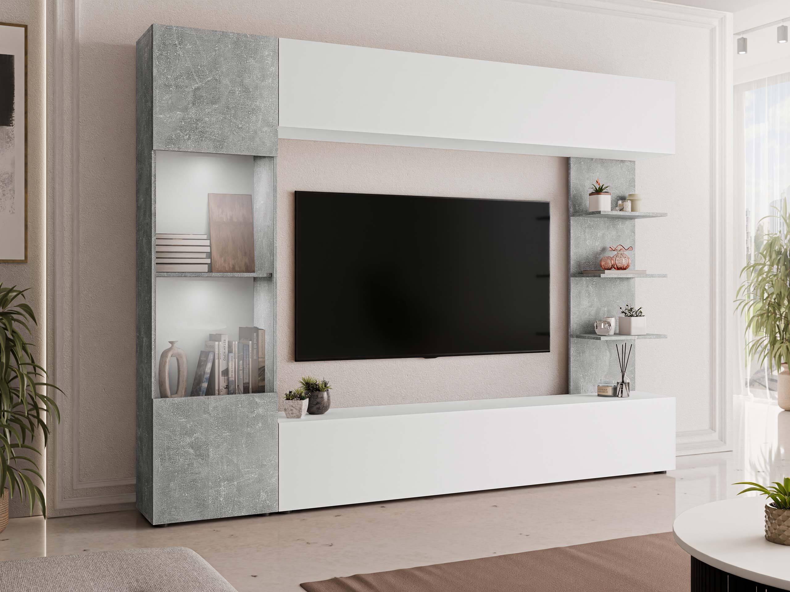Wohnzimmer-Sets Comfivo Animus (Weiß + Beton)