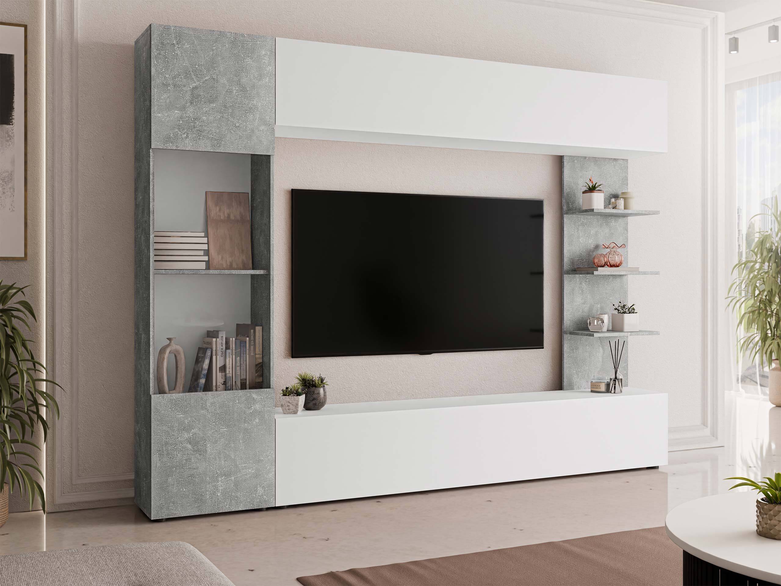 Wohnzimmer-Sets Comfivo Animus (Weiß + Beton)