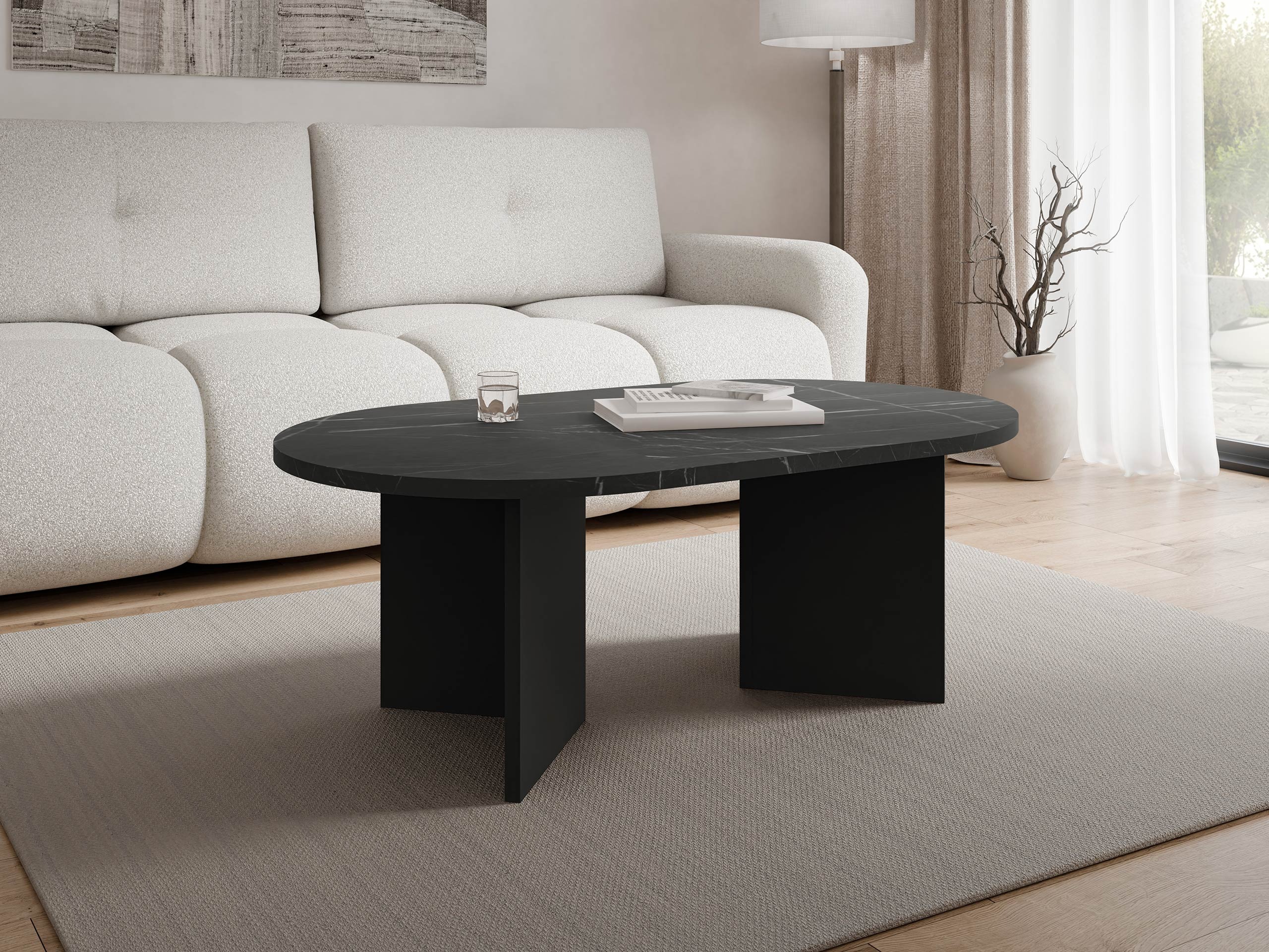 Couchtisch Comfivo Fungus (Schwarzer Marmor + Schwarz)