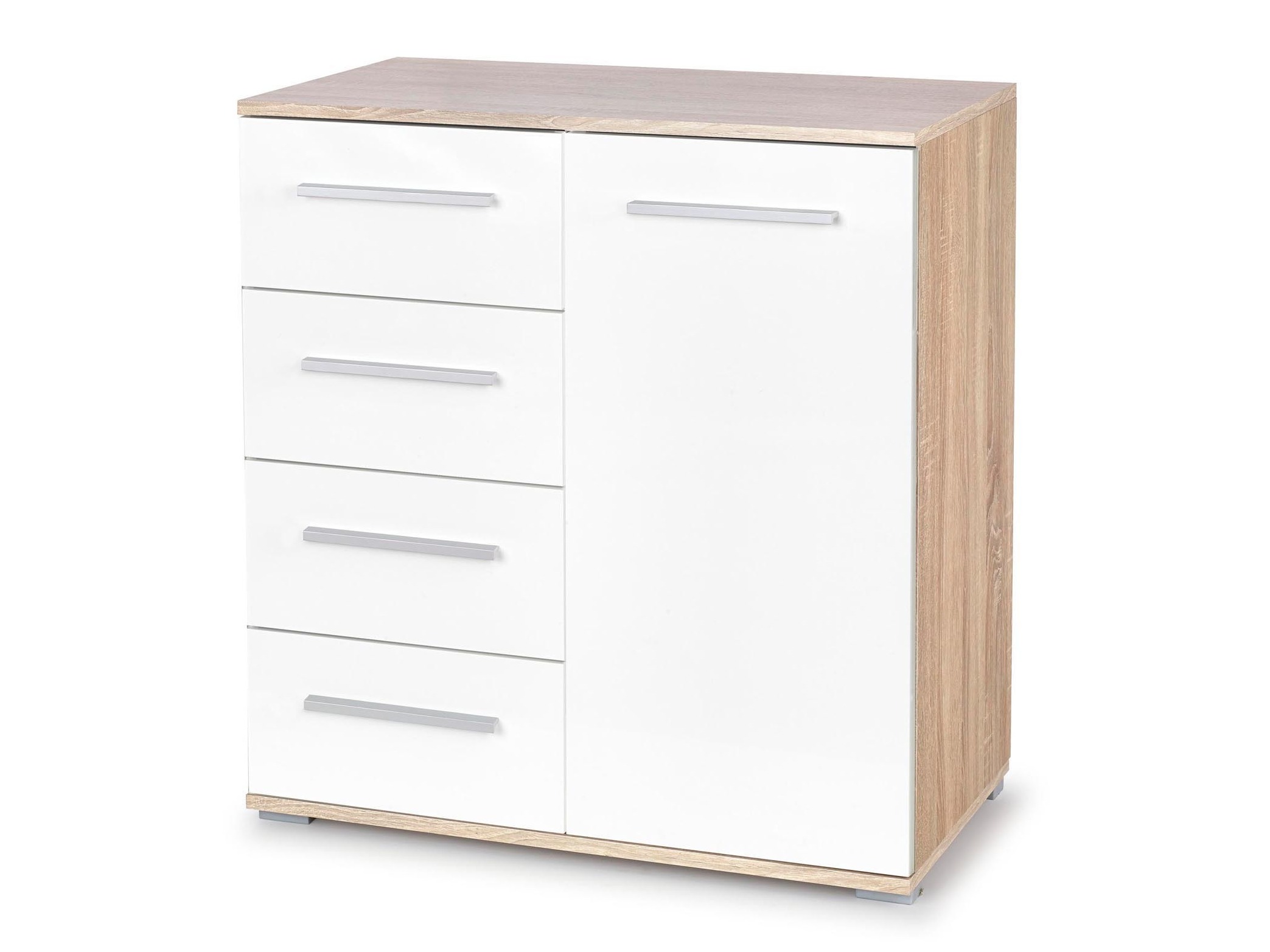Kommoden Cirveso 101 (Sonoma Eichenholzoptik + Weiß glänzend)