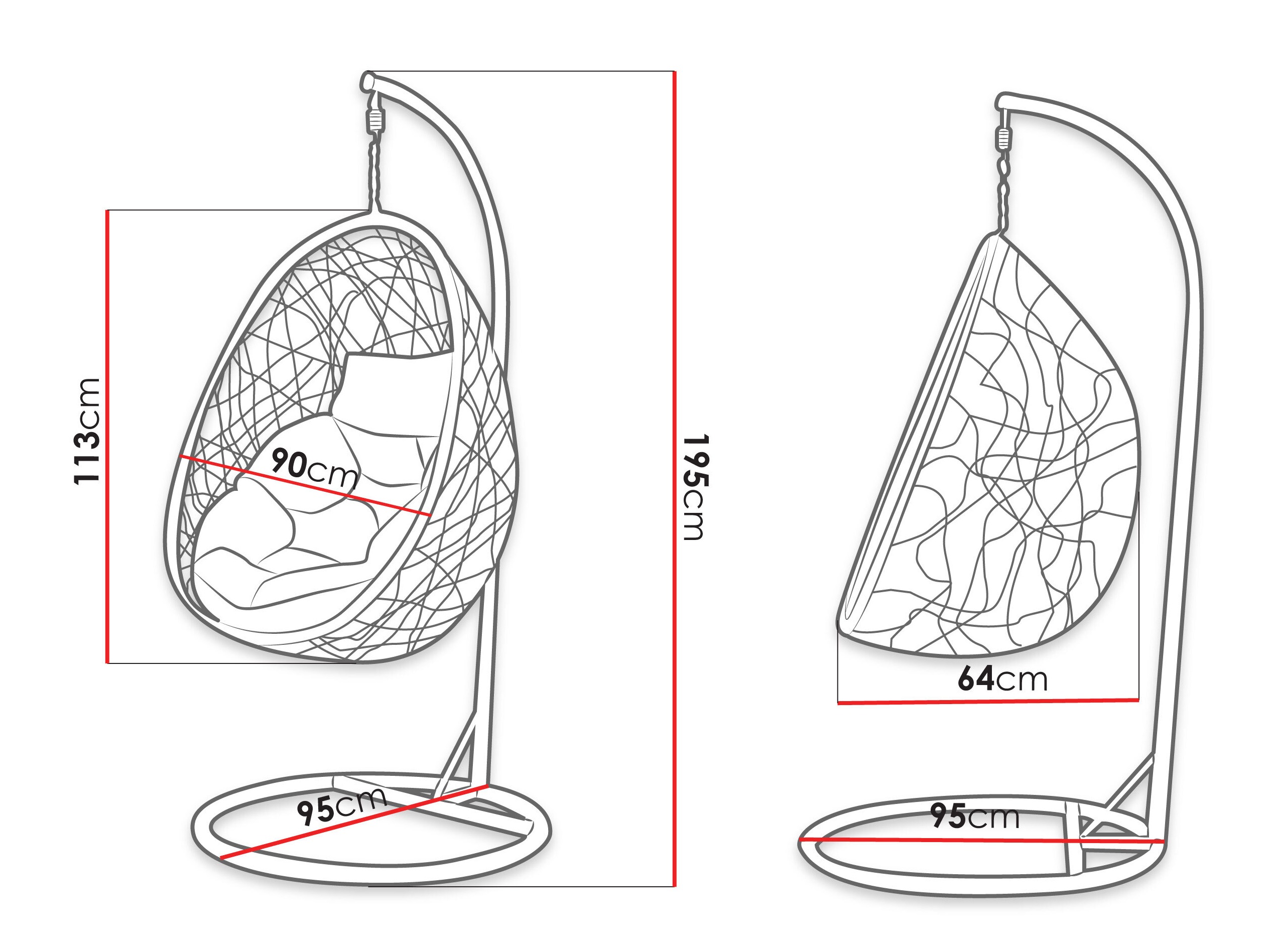 Hängesessel Comfivo Undtudo (Dunkelgrau + Grau)