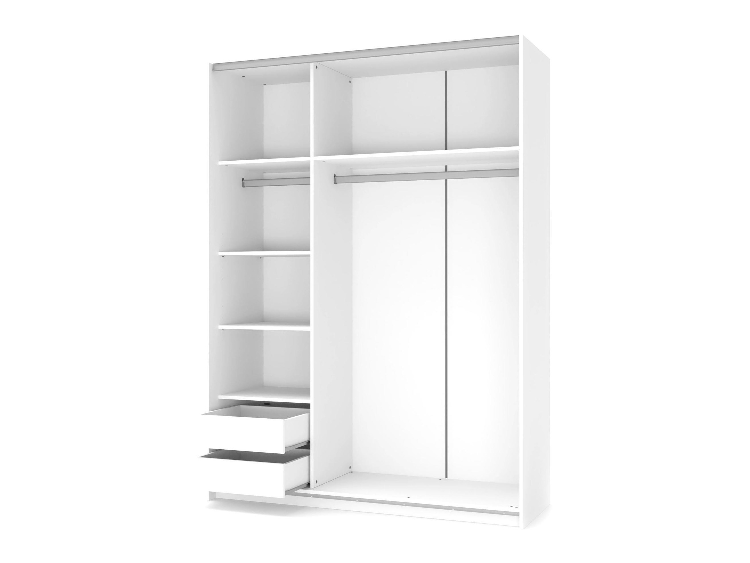Kleiderschrank Cirveso 110 (Weiß + Weiß glänzend)