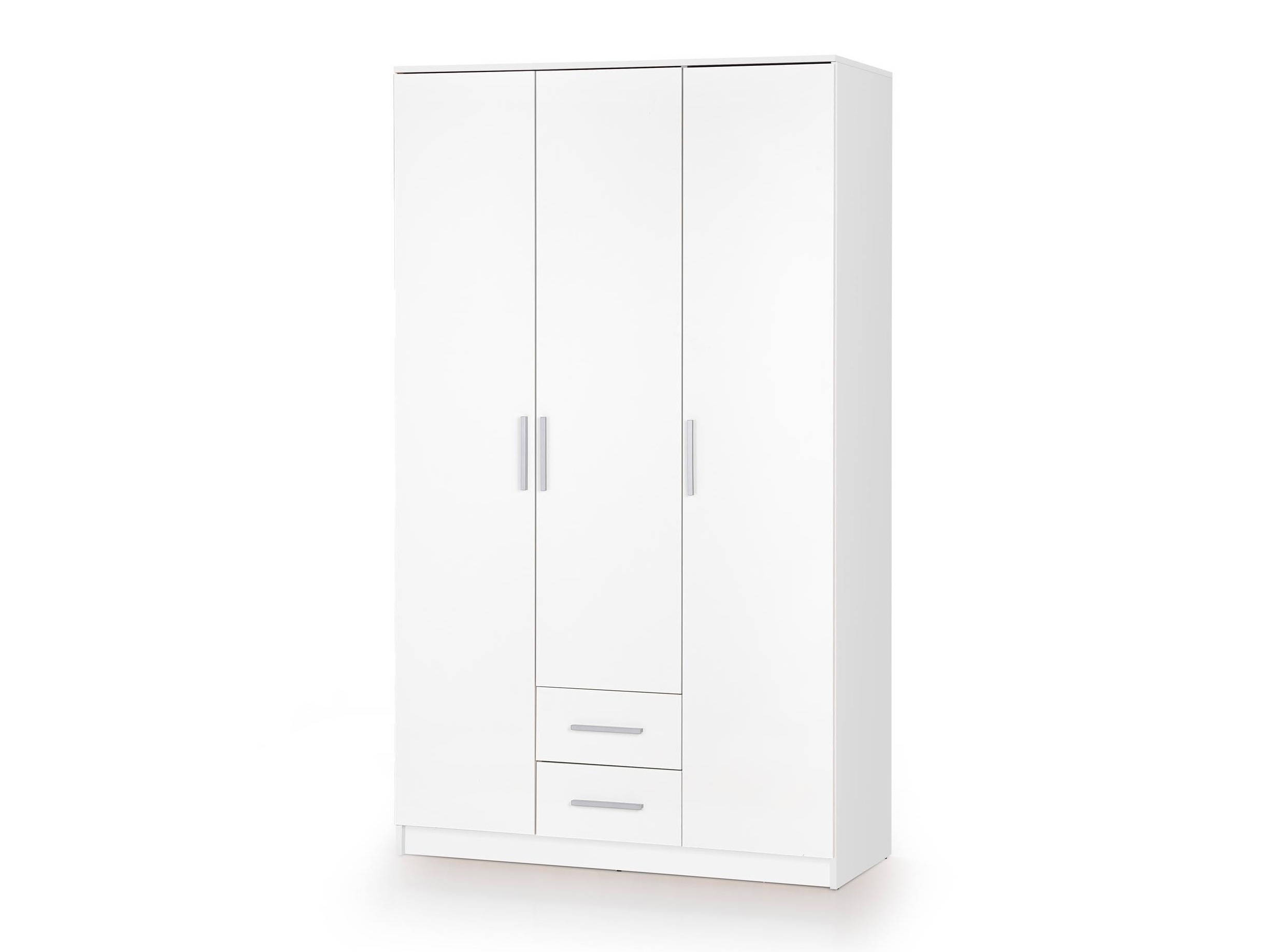 Kleiderschrank Cirveso 113 (Weiß + Weiß glänzend)