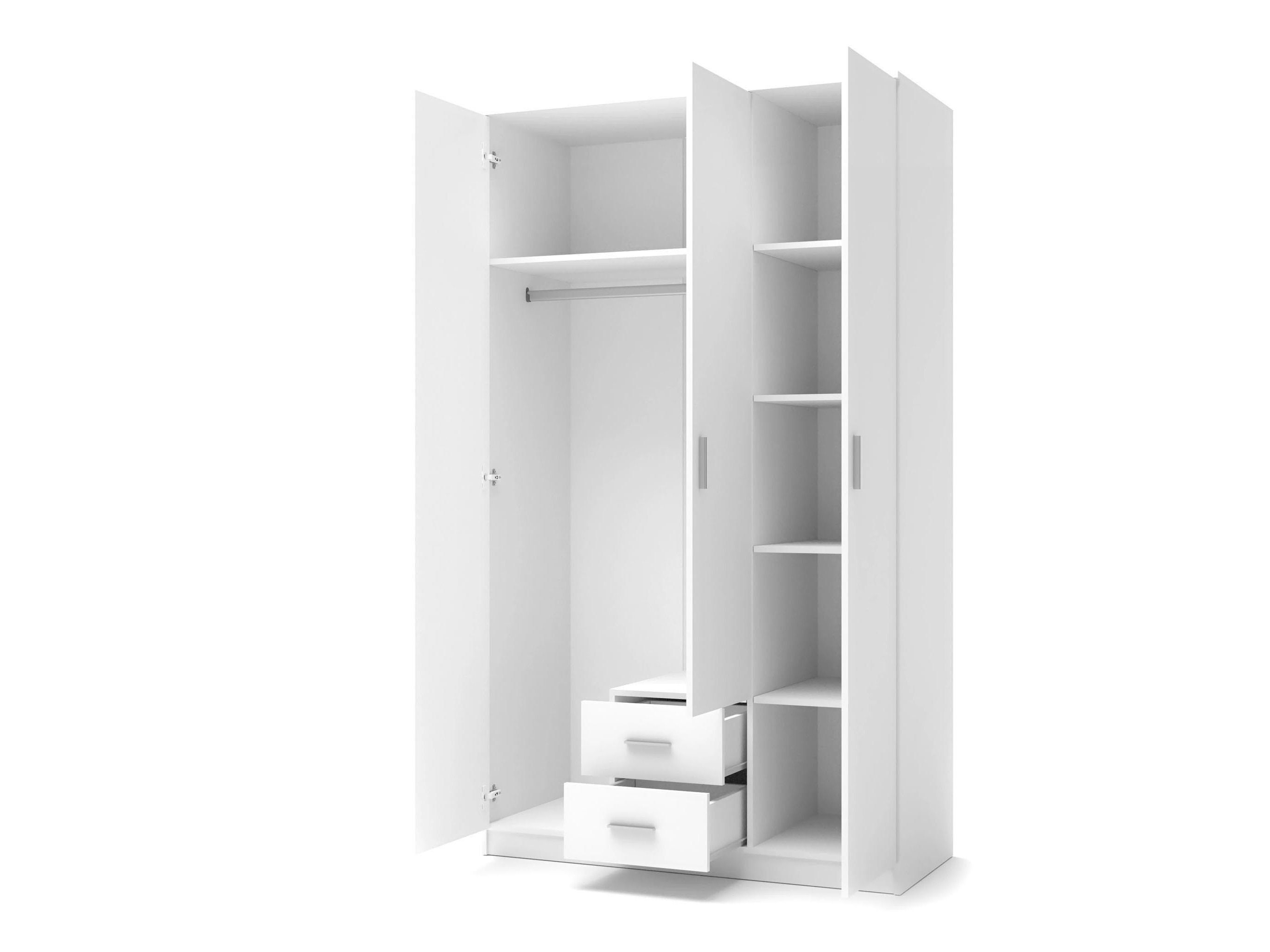 Kleiderschrank Cirveso 113 (Weiß + Weiß glänzend)