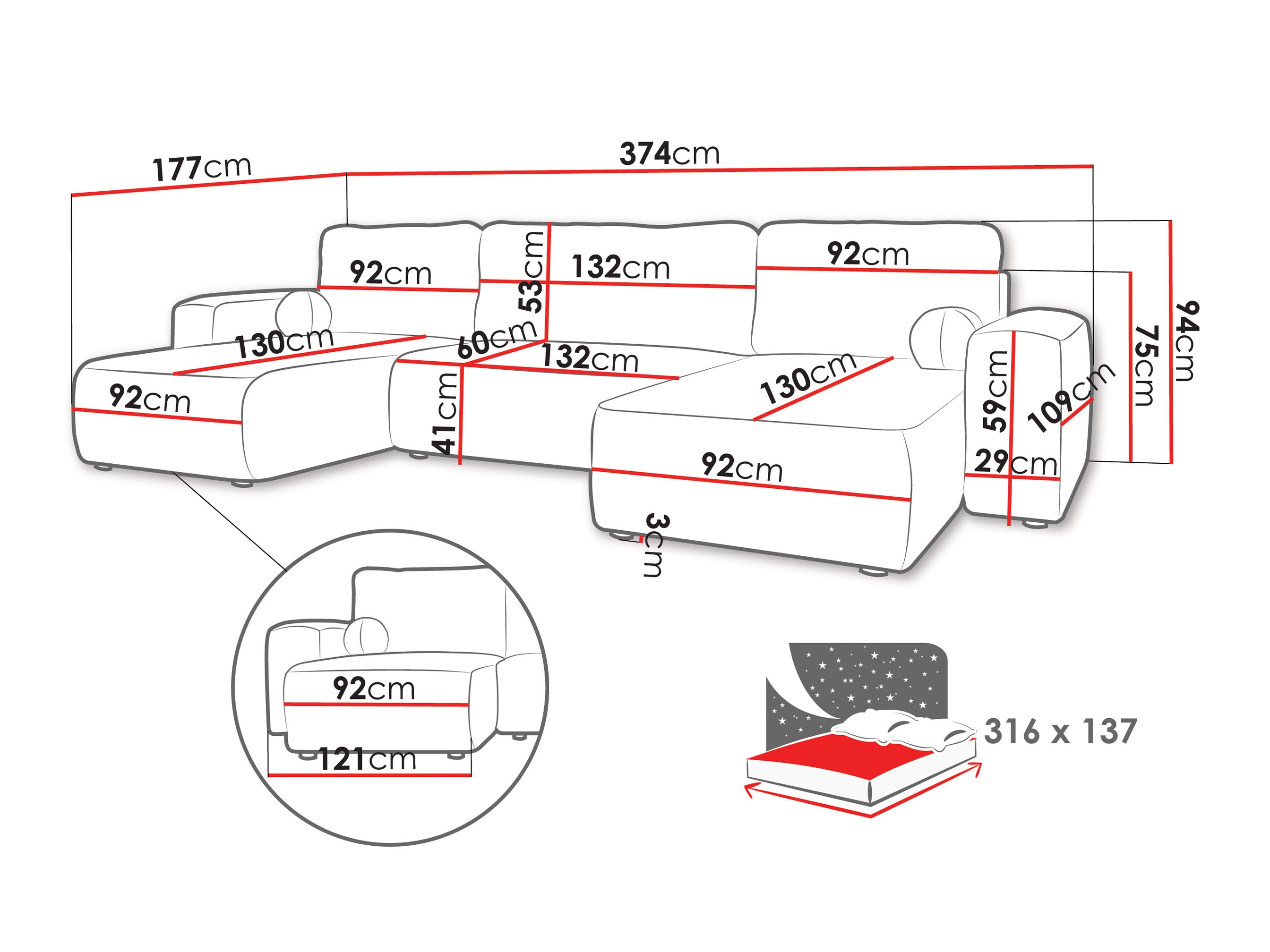 Ecksofa TrendyNest Piscor (Coral 80)