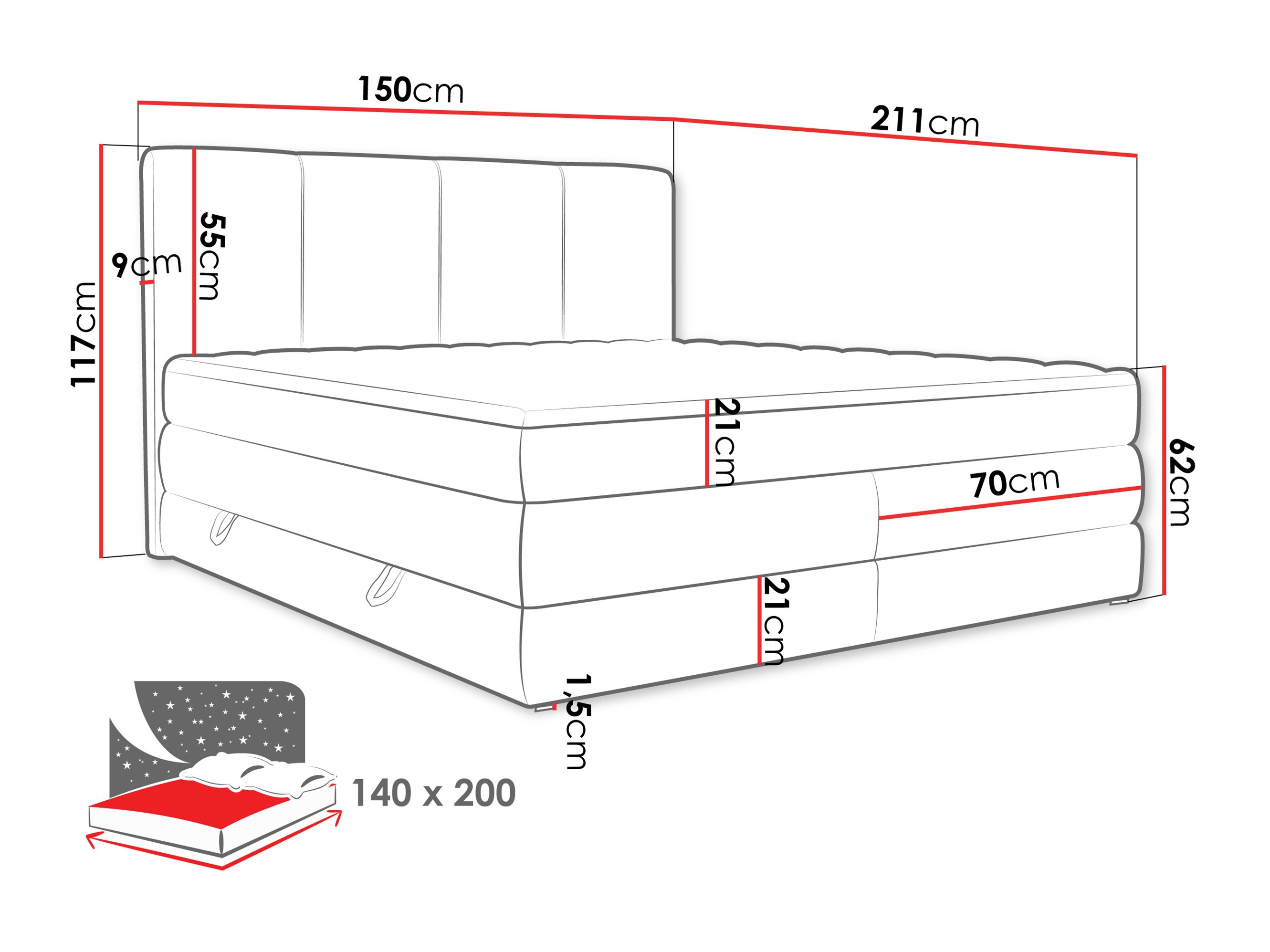 Boxspringbett ComfiDream Caelion (Onega 03)