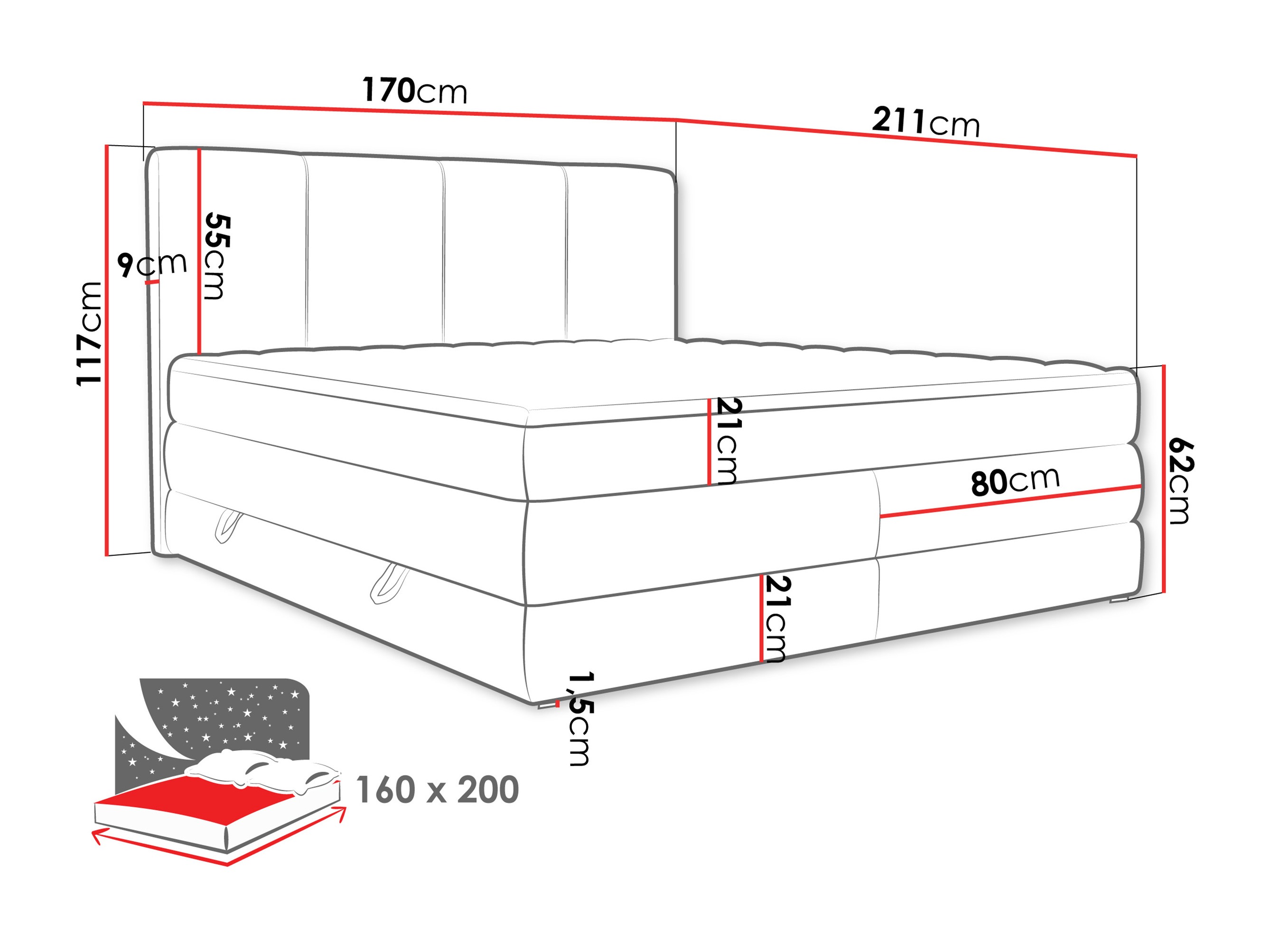 Boxspringbett ComfiDream Caelion (Onega 03)