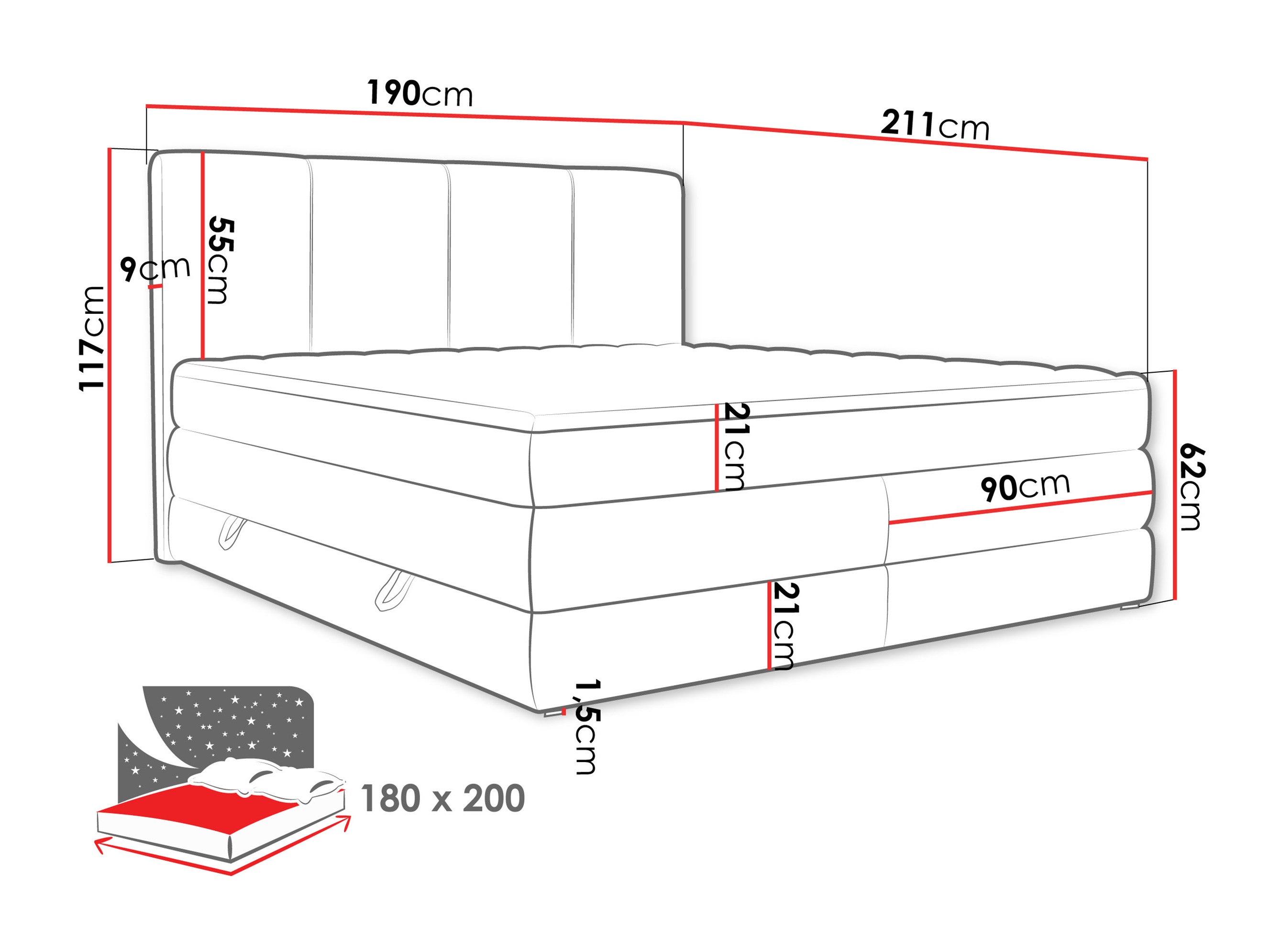 Boxspringbett ComfiDream Caelion (Onega 03)