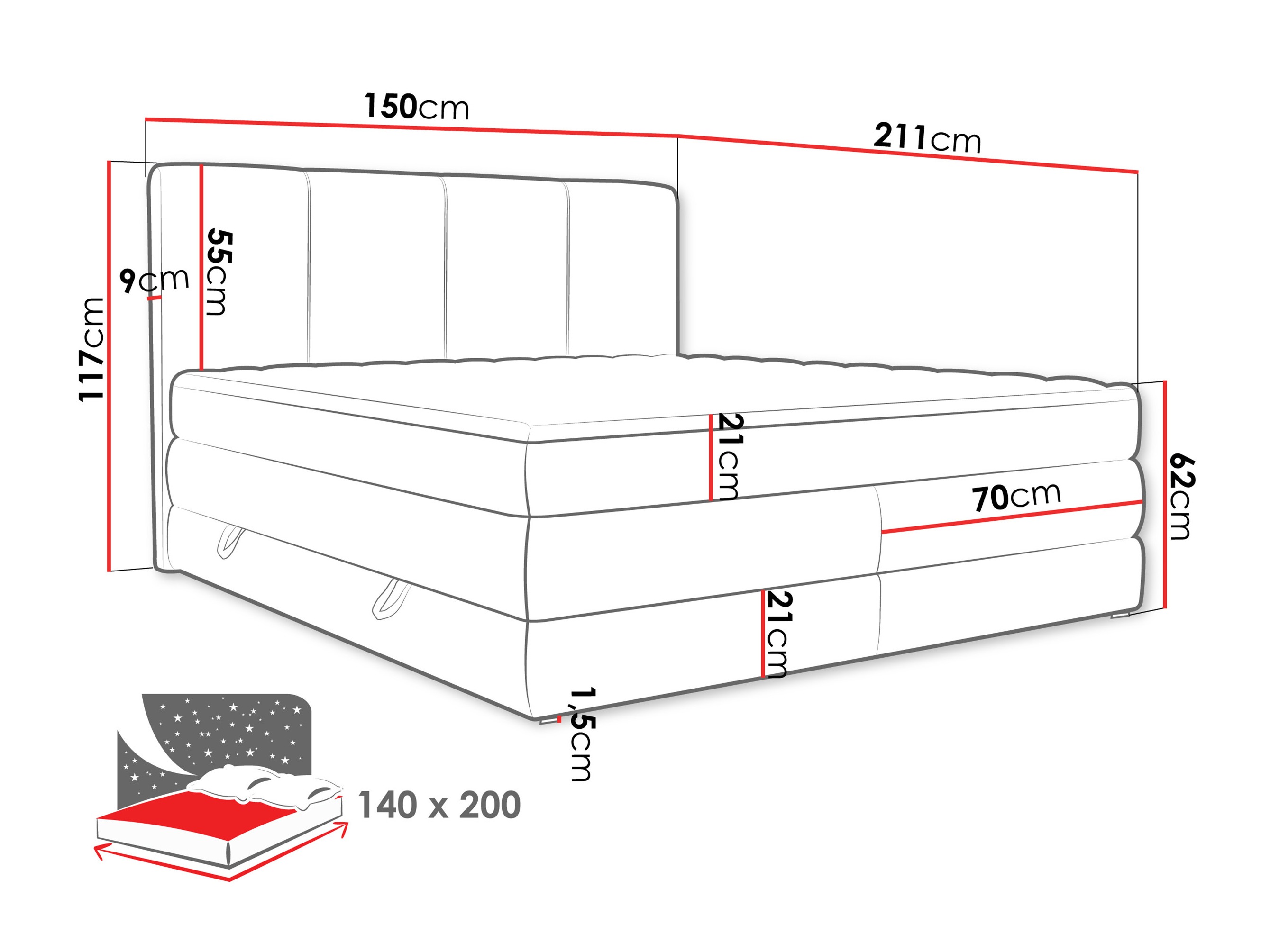 Boxspringbett ComfiDream Caelion (Onega 07)
