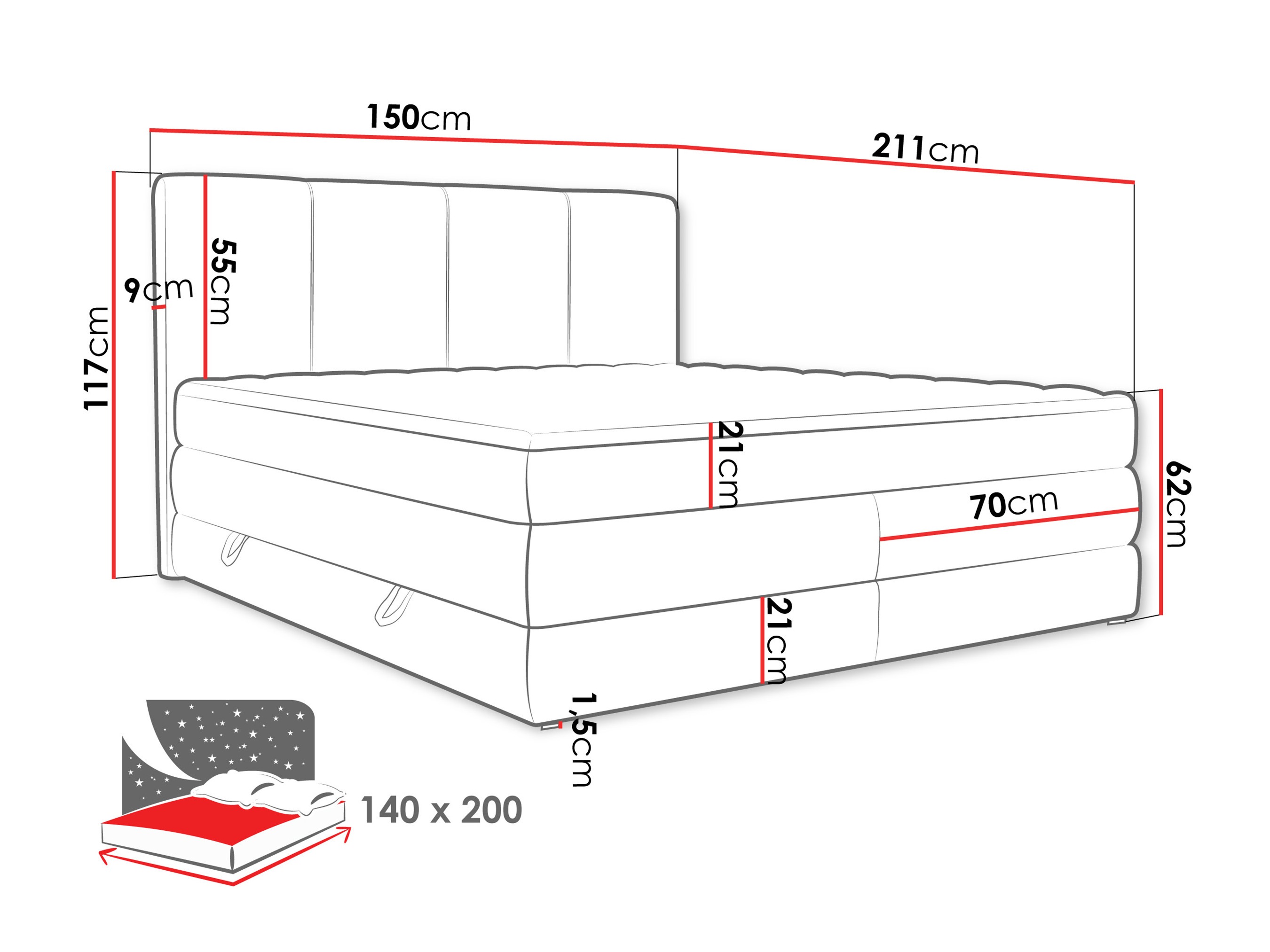 Boxspringbett ComfiDream Caelion (Onega 11)