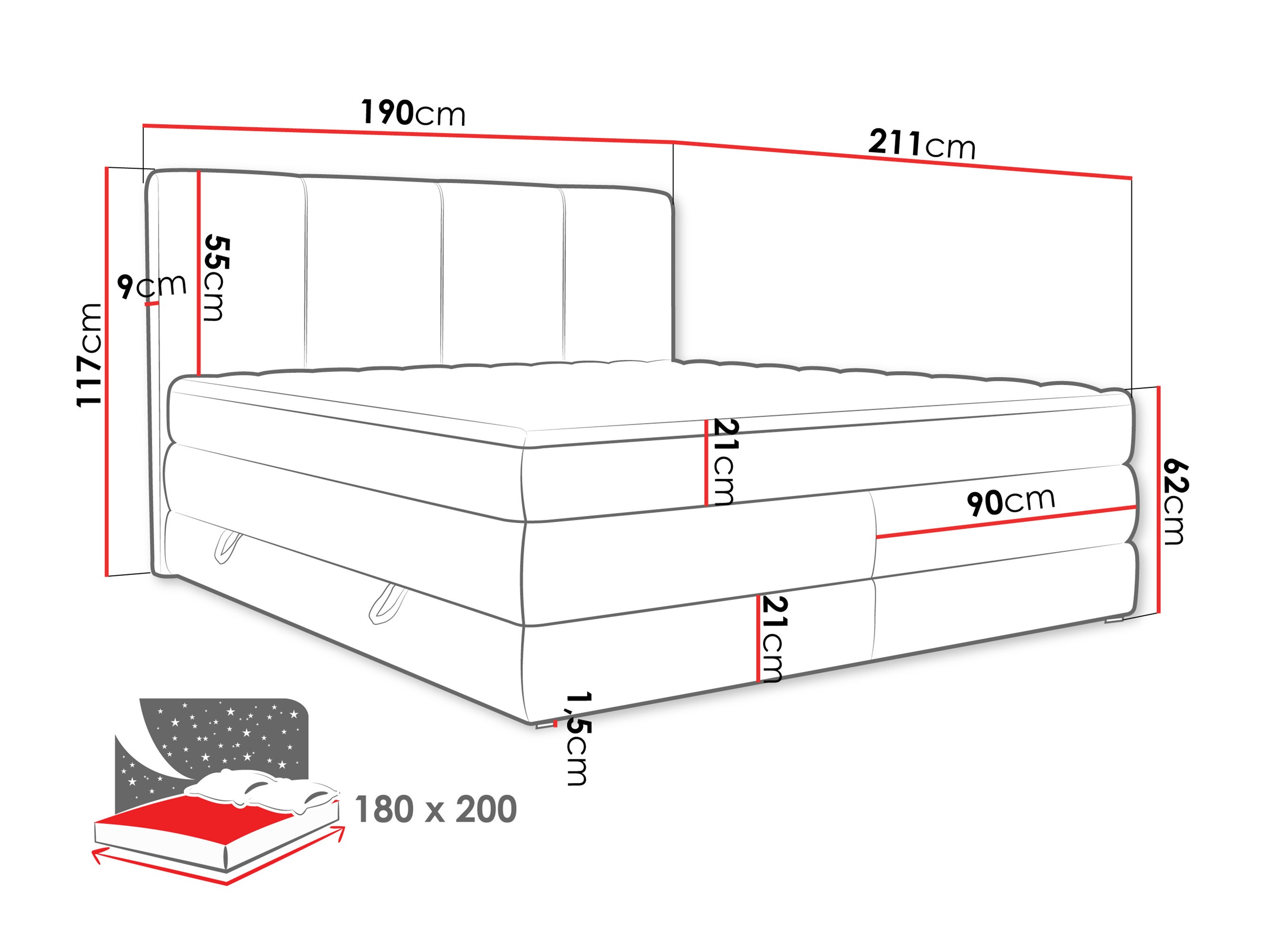 Boxspringbett ComfiDream Caelion (Onega 11)