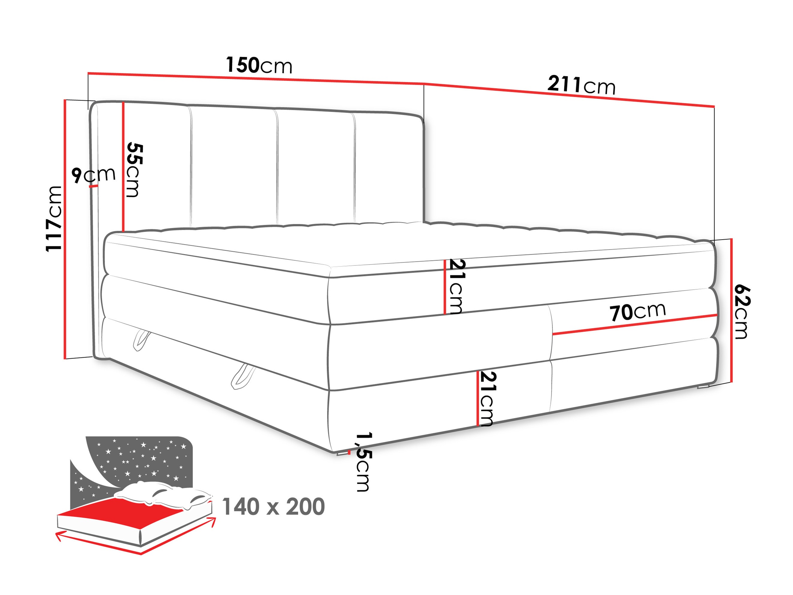 Boxspringbett ComfiDream Caelion (Onega 18)