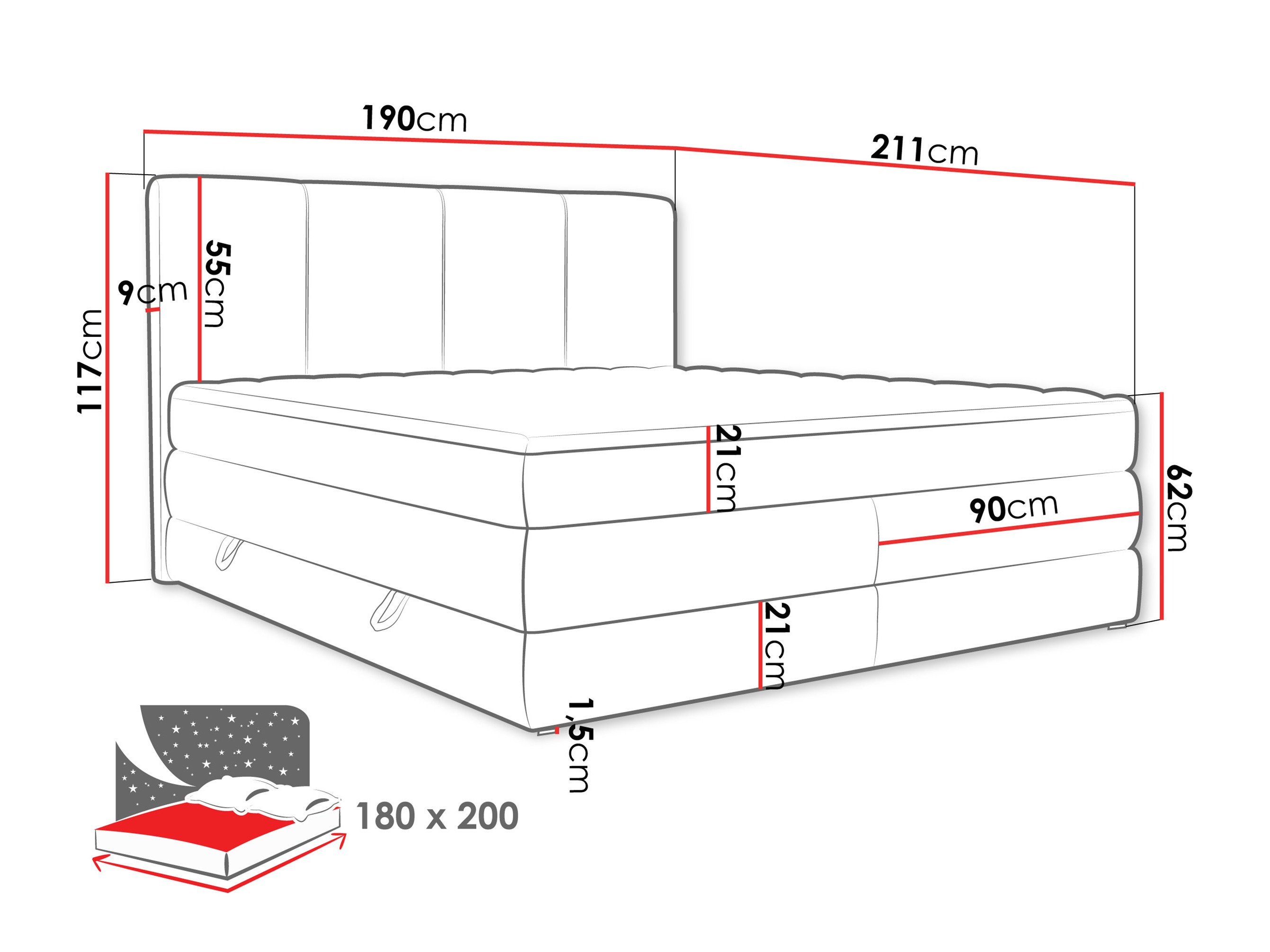 Boxspringbett ComfiDream Caelion (Onega 18)