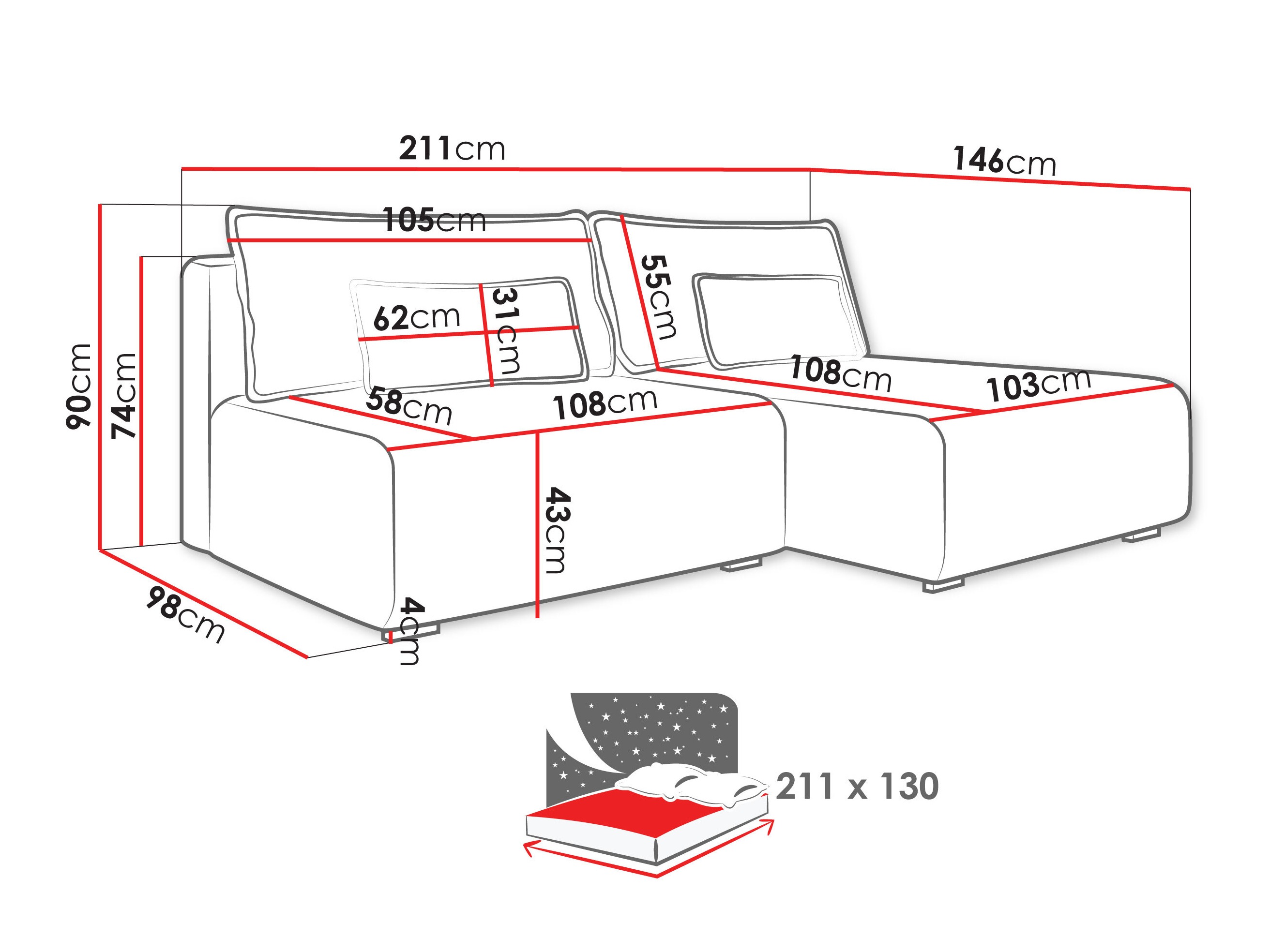 Ecksofa TrendyNest Fenestal (Tilia 01)