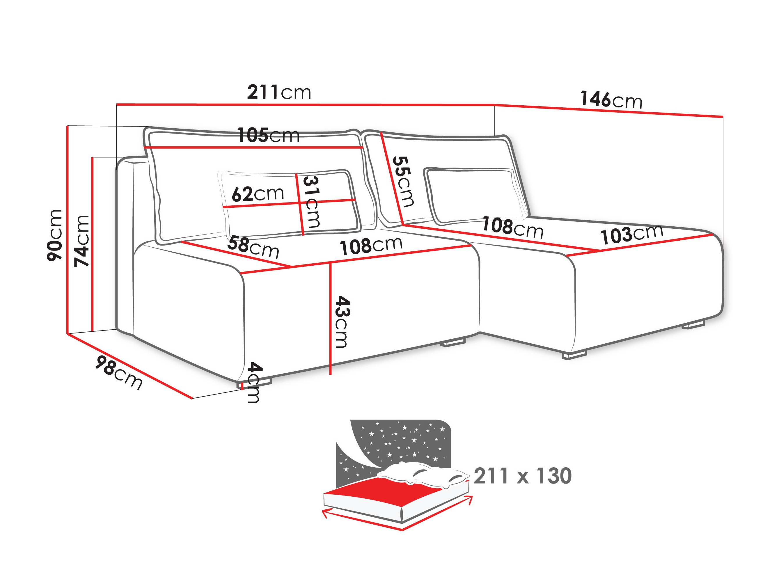 Ecksofa TrendyNest Fenestal (Tilia 11)