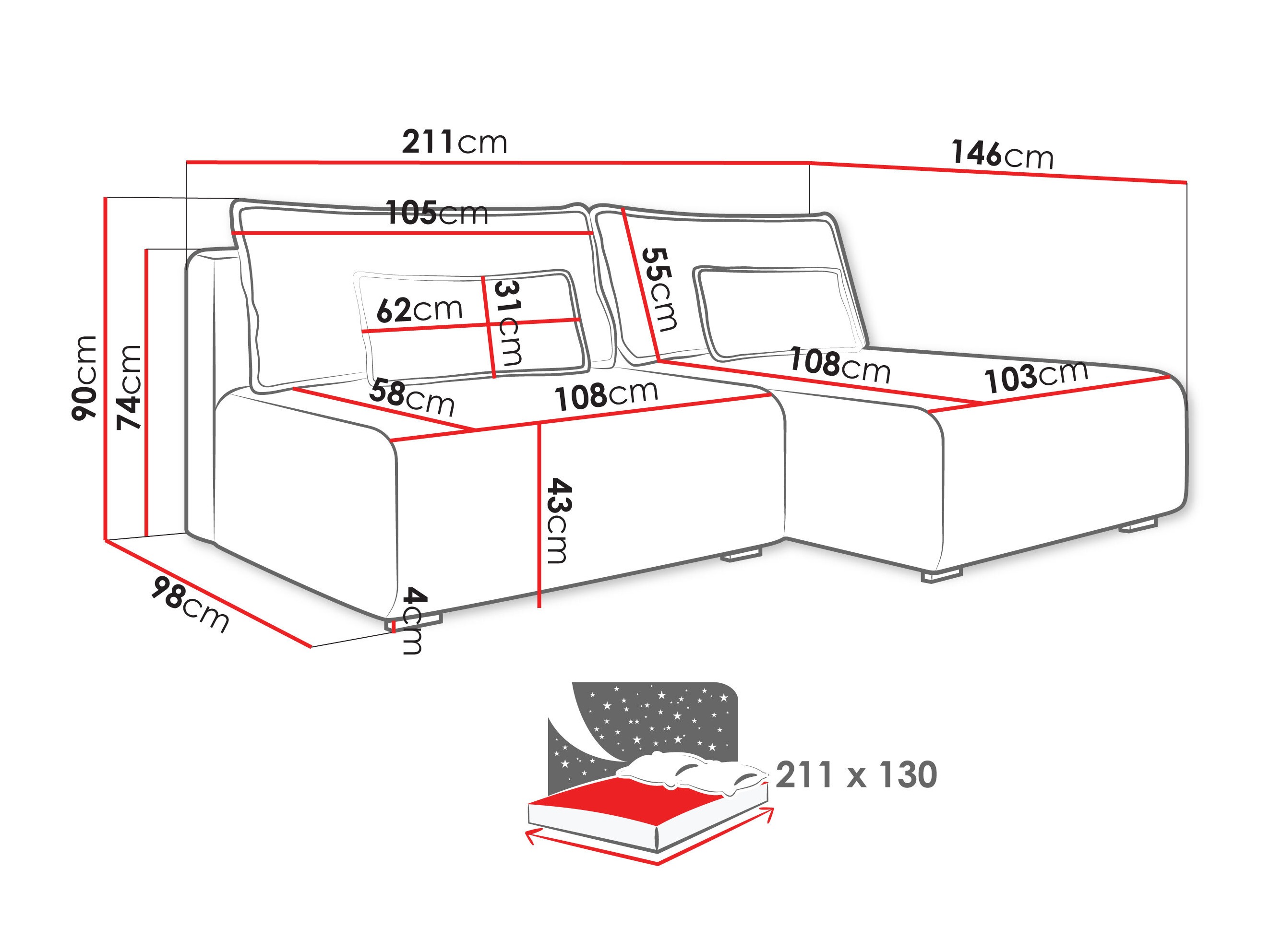Ecksofa TrendyNest Fenestal (Tilia 39)
