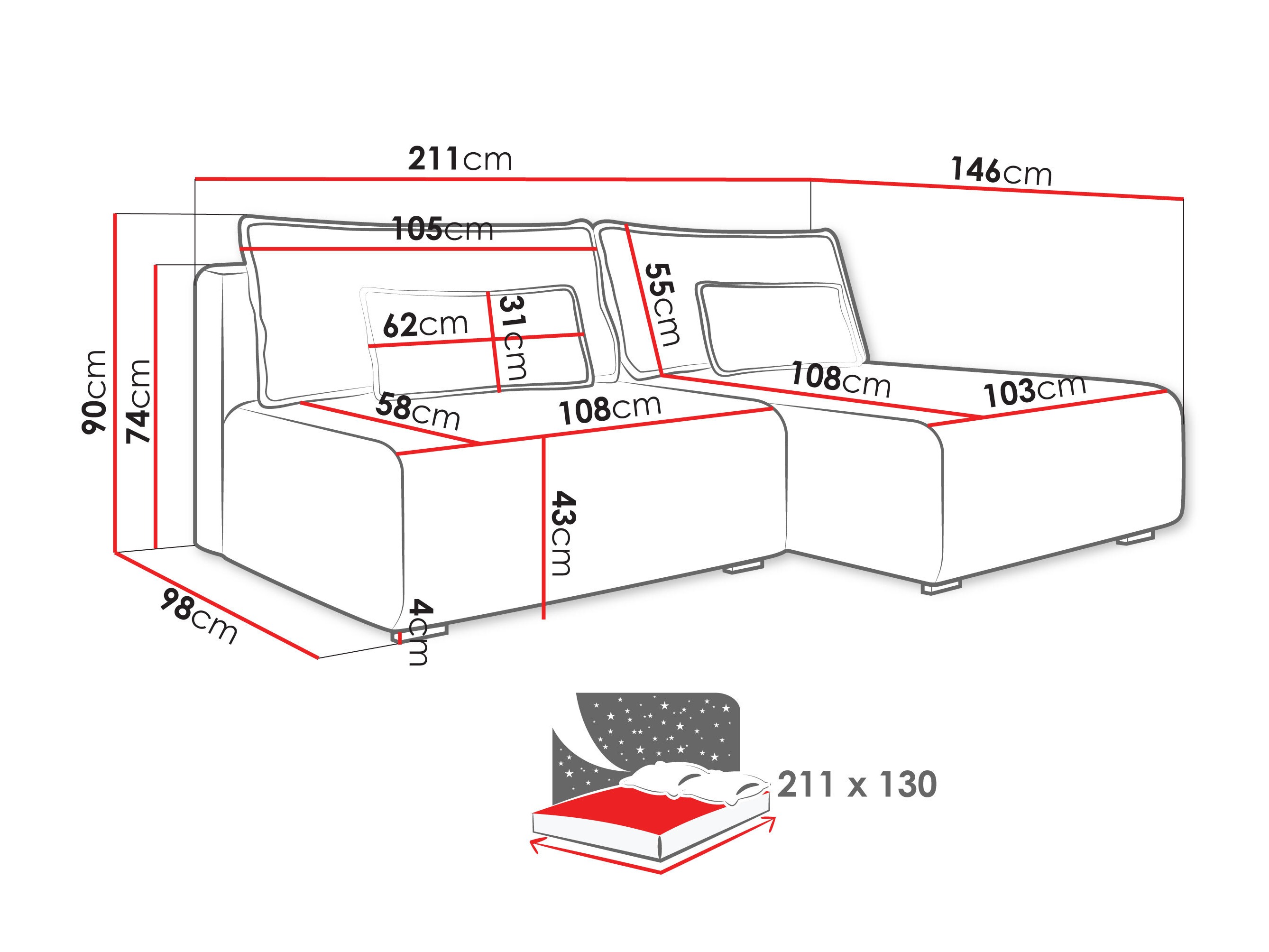 Ecksofa TrendyNest Fenestal (Tilia 52)