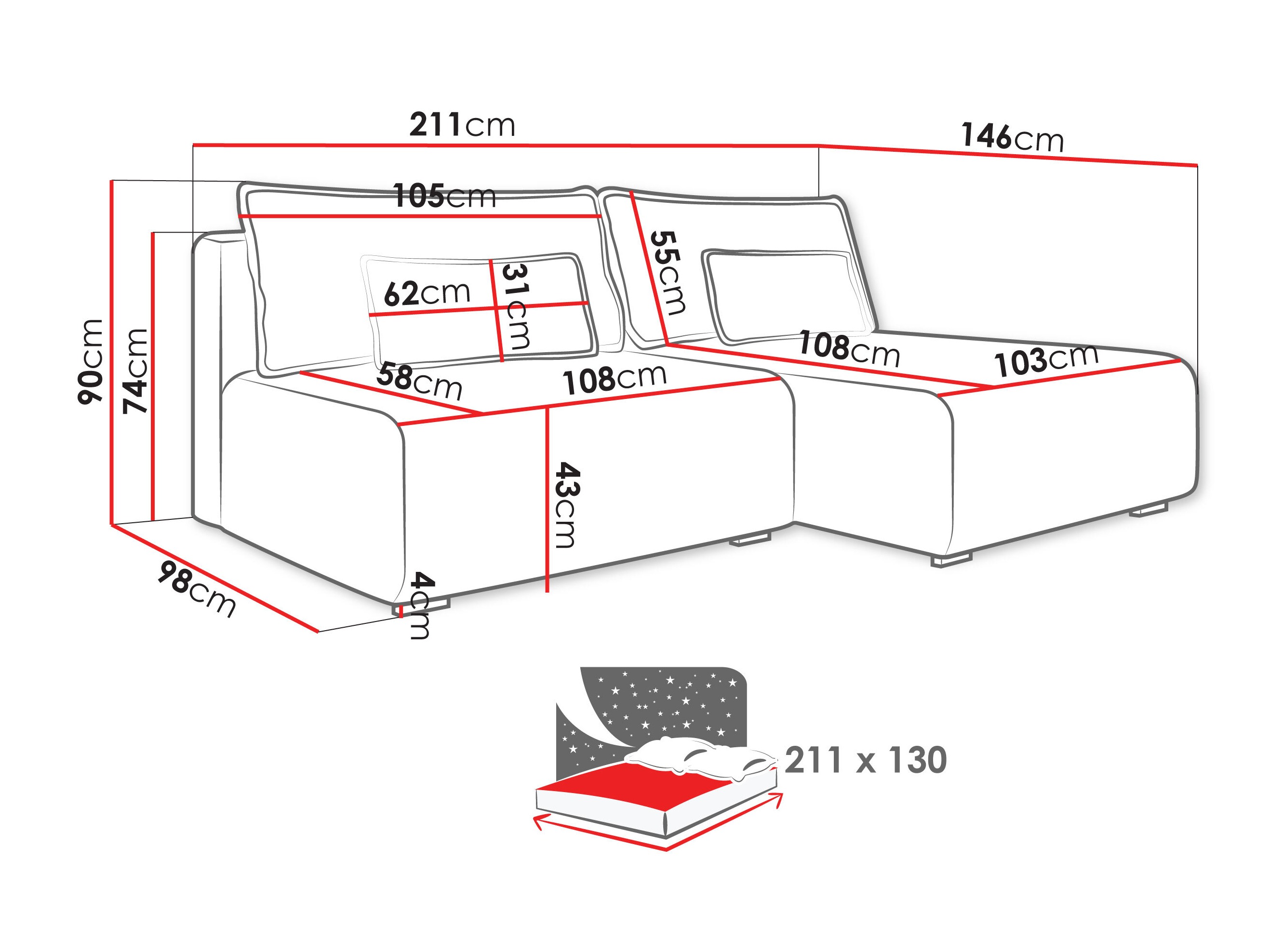 Ecksofa TrendyNest Fenestal (Tilia 86)