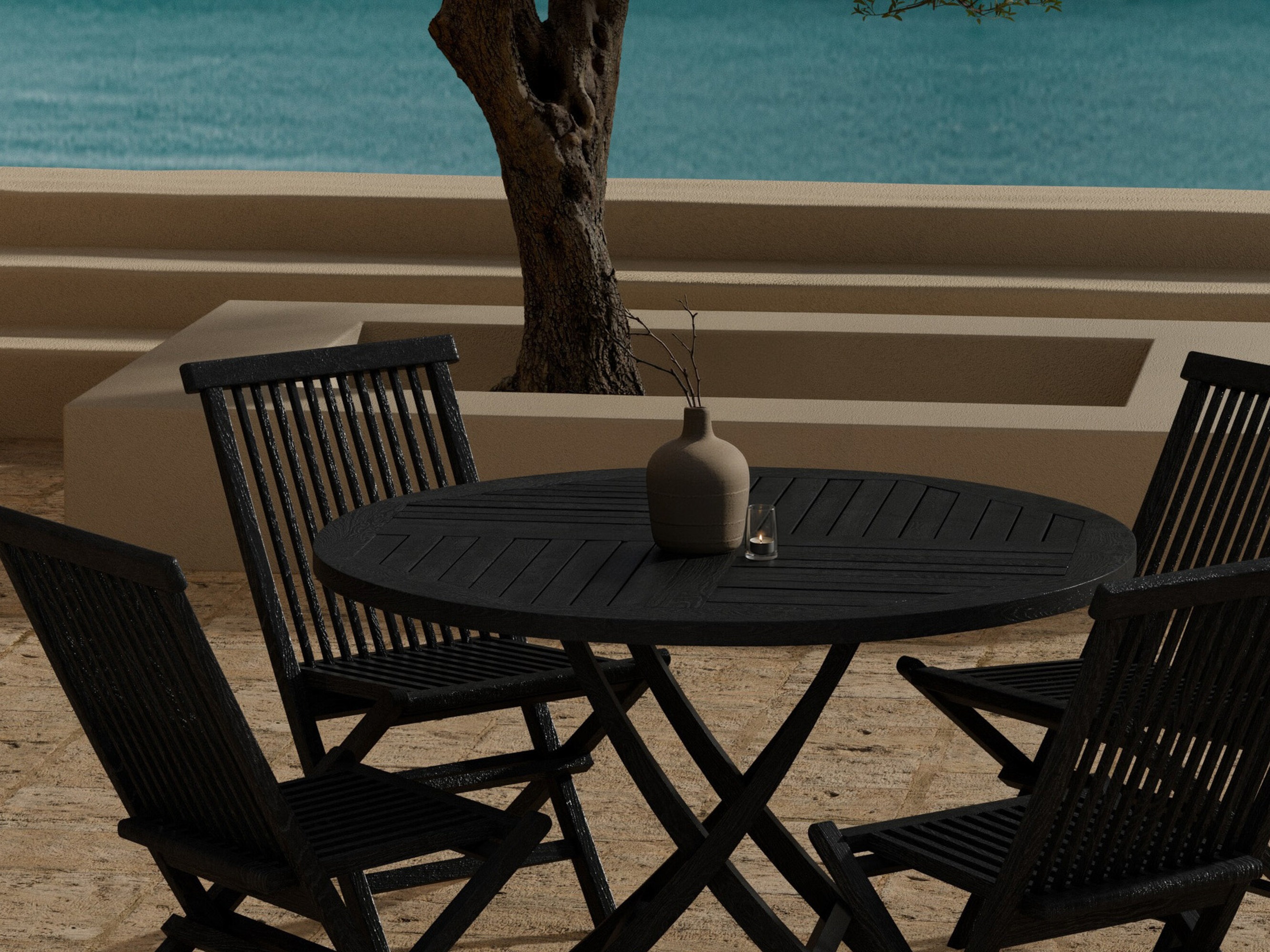 Tisch und Stühle Nunova 145 (Schwarz)