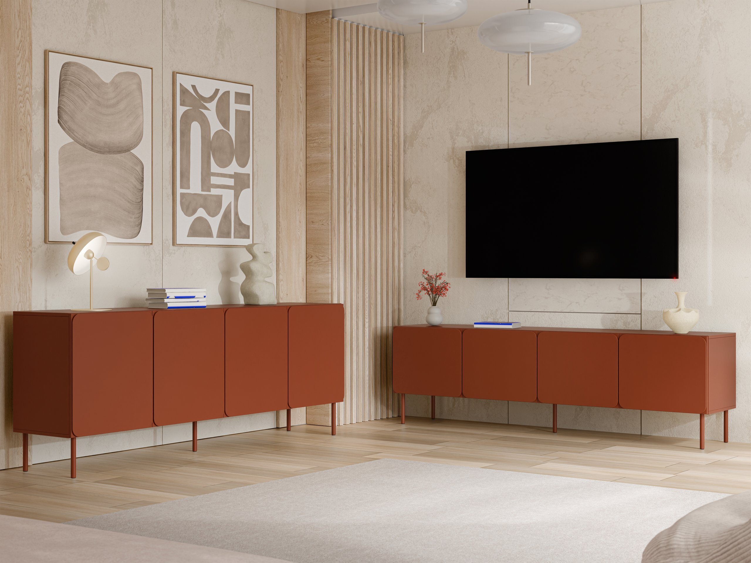Wohnzimmer-Sets Fentore 103 (Rot)