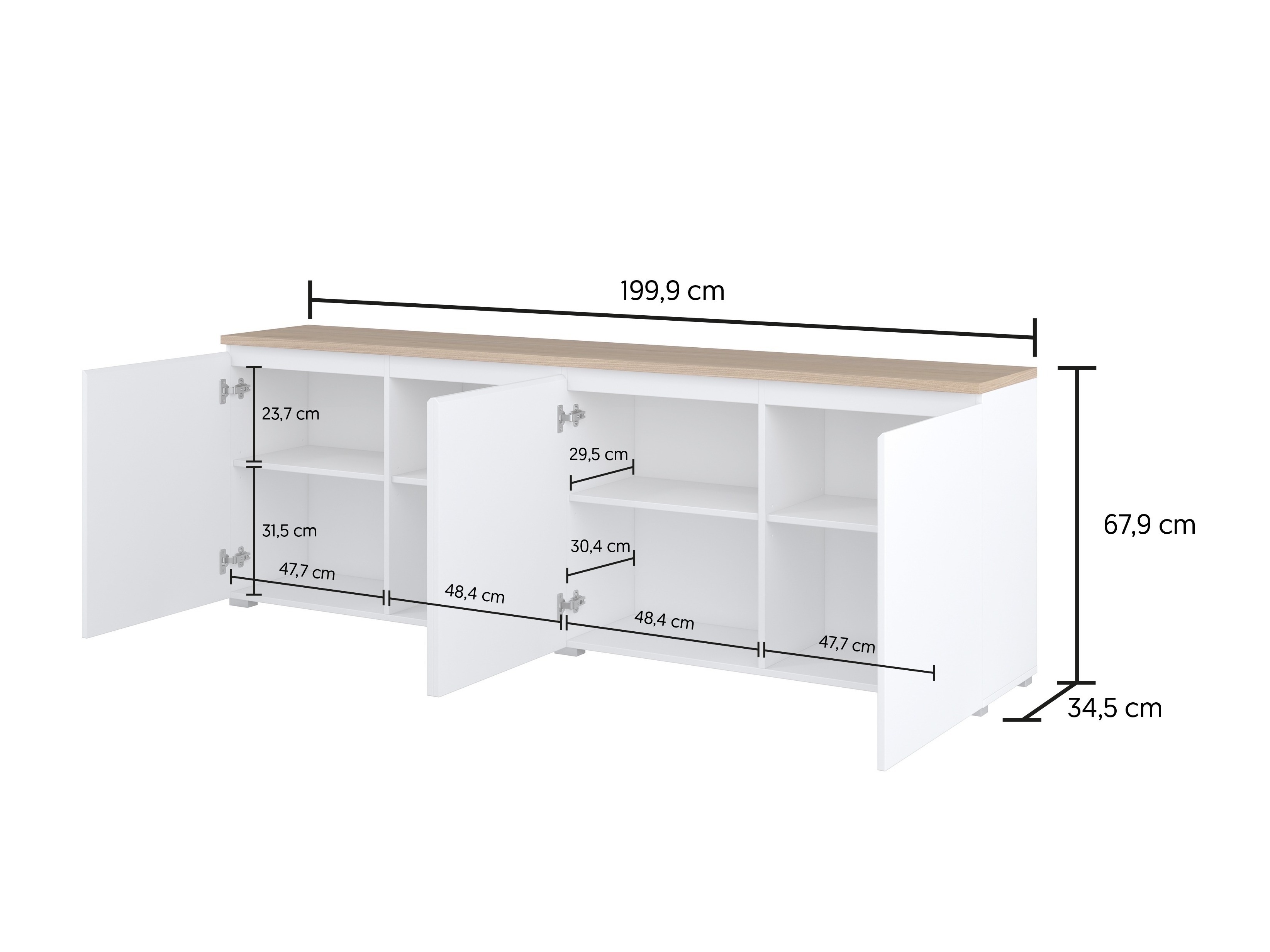 Sideboard Baletu 105 (Schwarz + Eichenholzoptik)