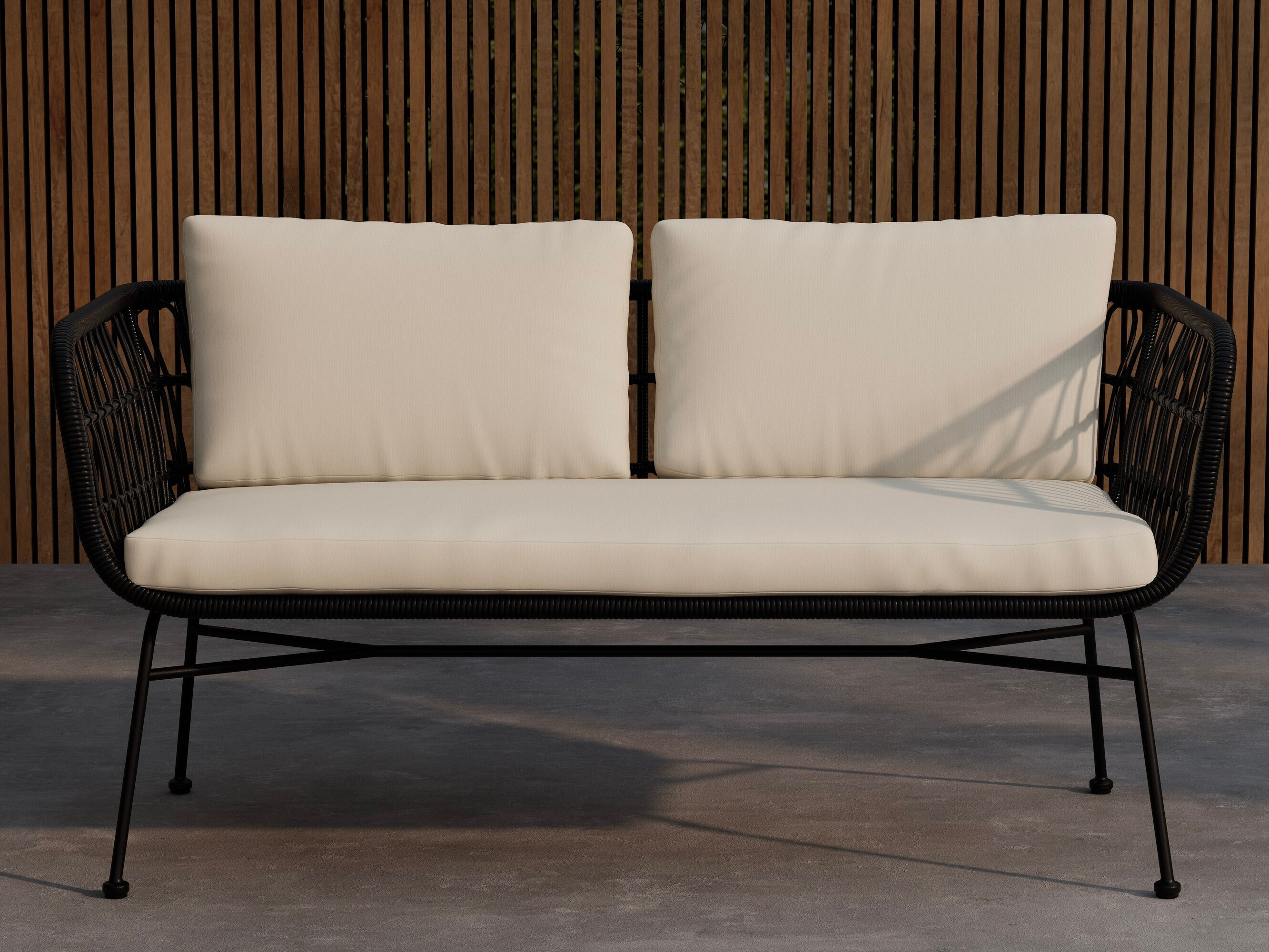 Gartensofa Dallas 5187 (Schwarz + Beige)