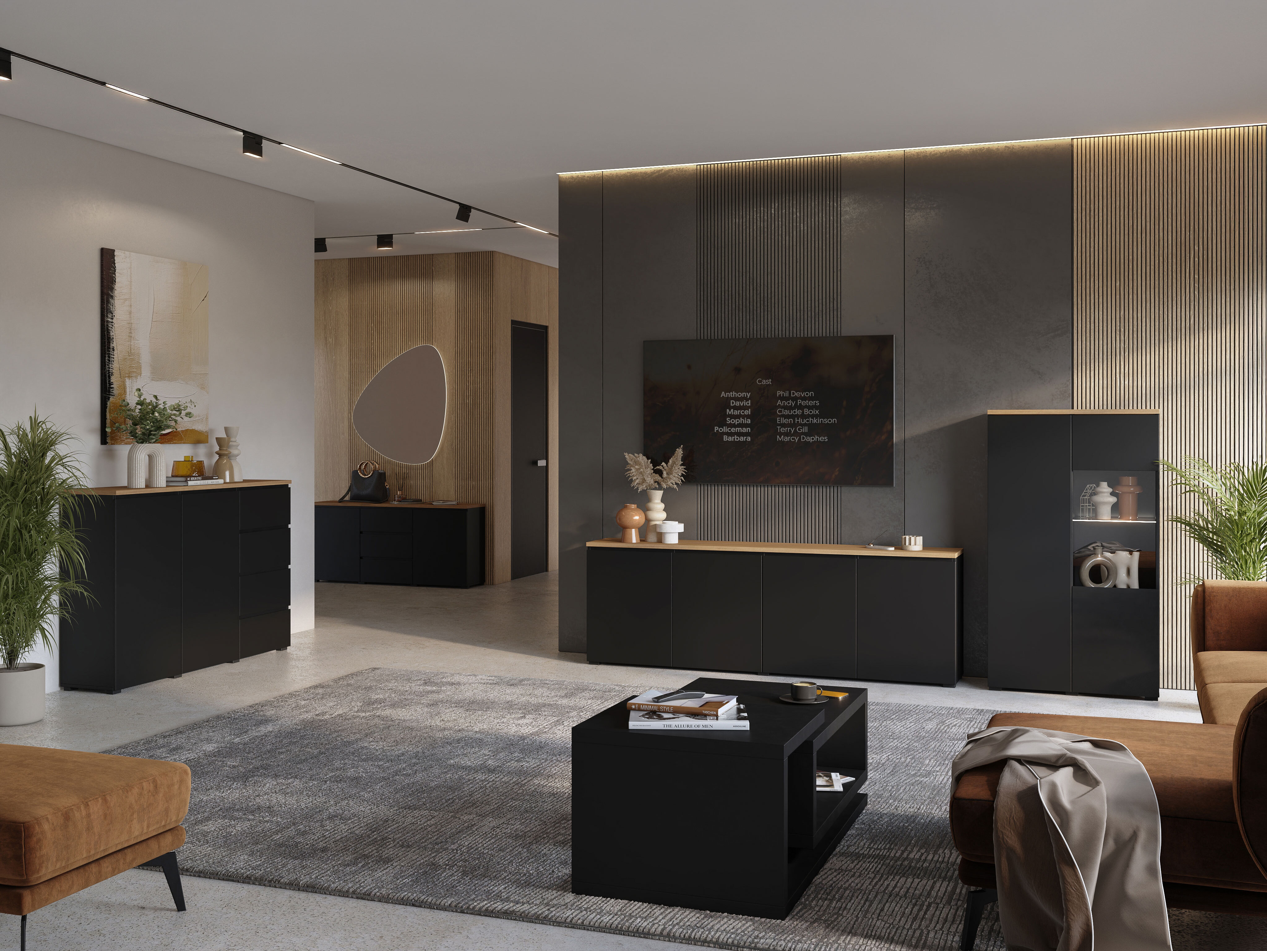 Kommoden Baletu 106 (Schwarz + Eichenholzoptik)