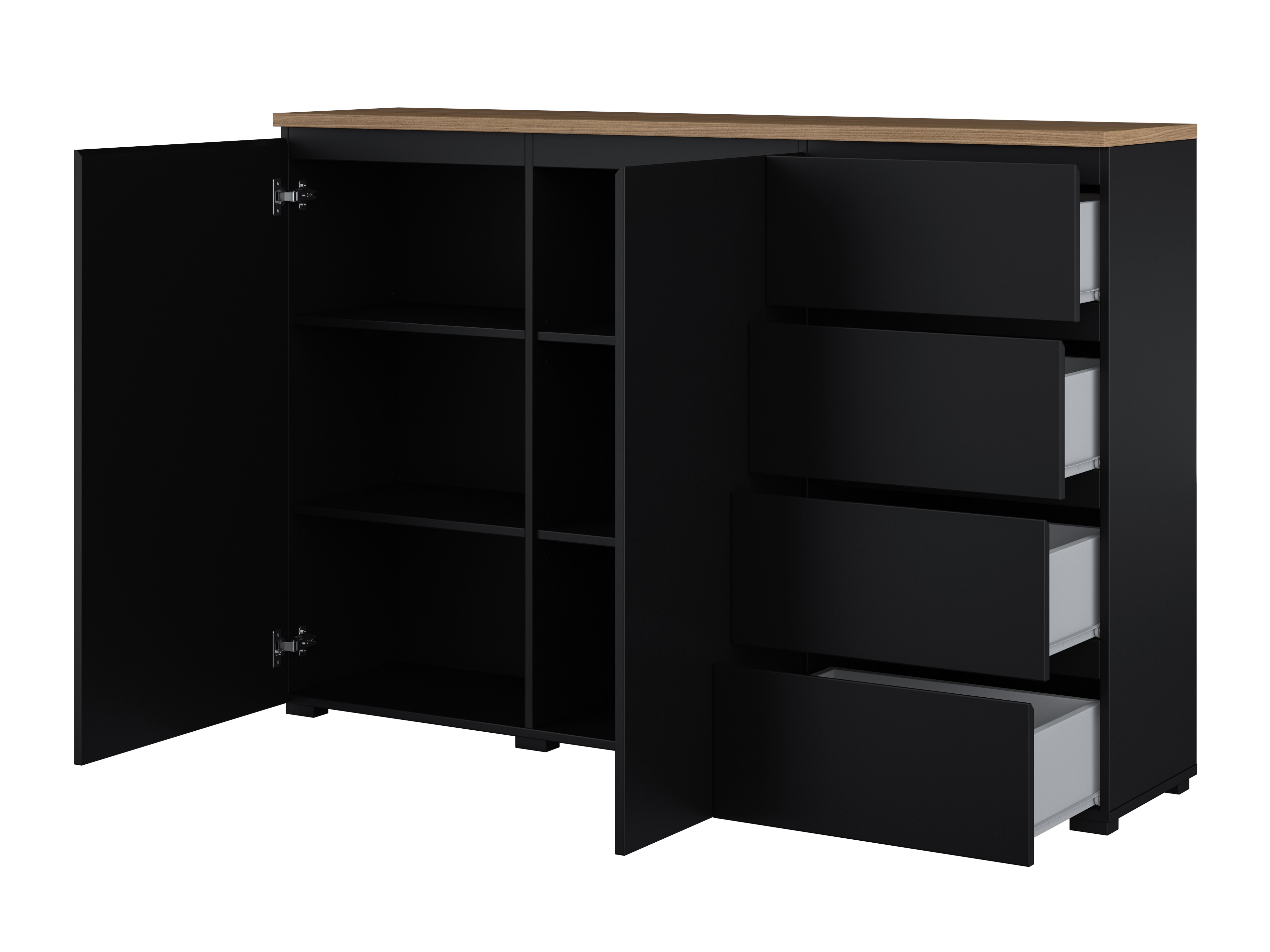 Kommoden Baletu 109 (Schwarz + Eichenholzoptik)