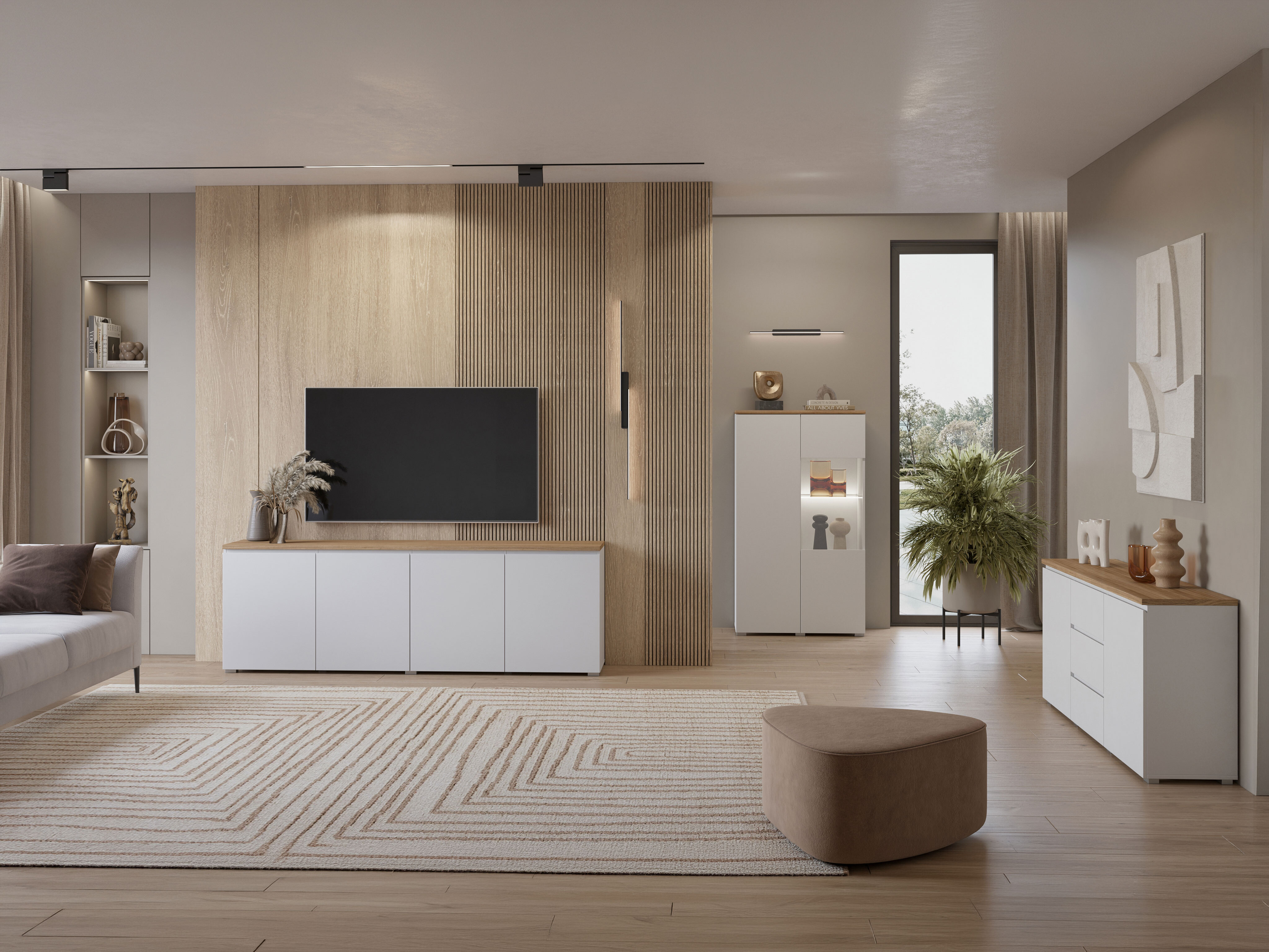 Regal Baletu 108 (Weiß + Eichenholzoptik)