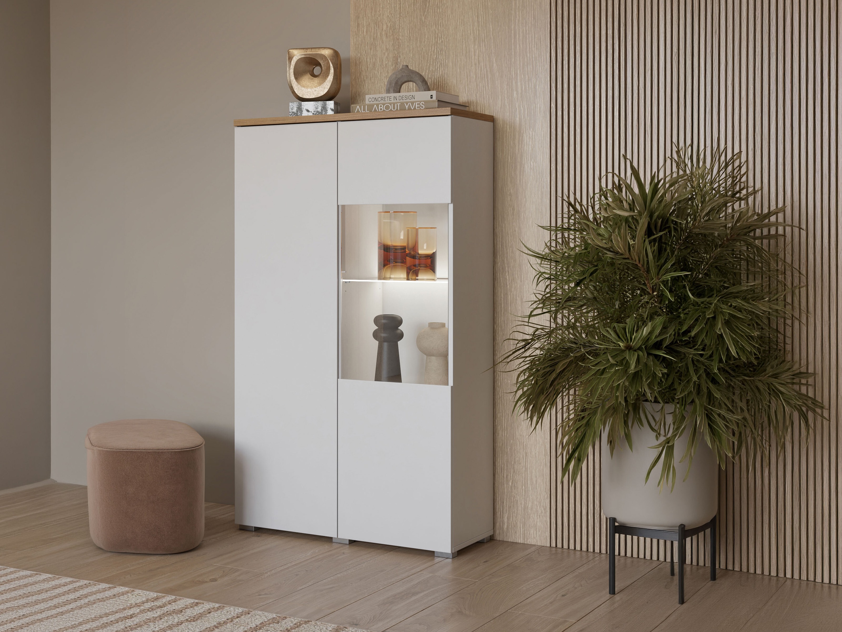 Regal Baletu 108 (Weiß + Eichenholzoptik)