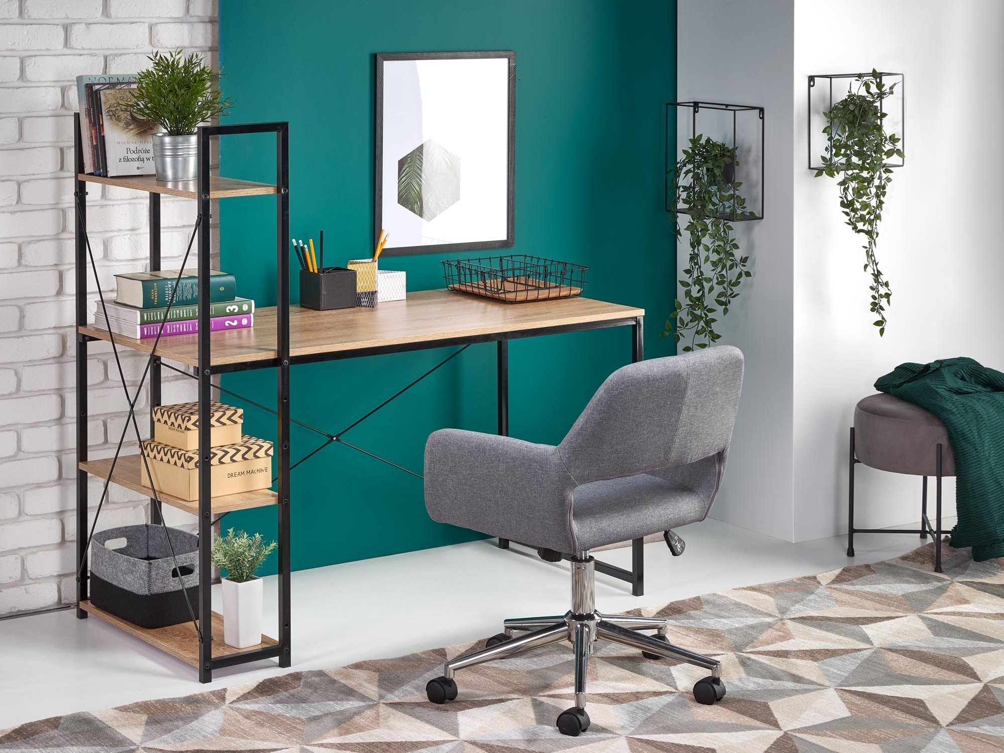 Bürotisch Houston 1888 (Sonoma Eichenholzoptik + Schwarz)