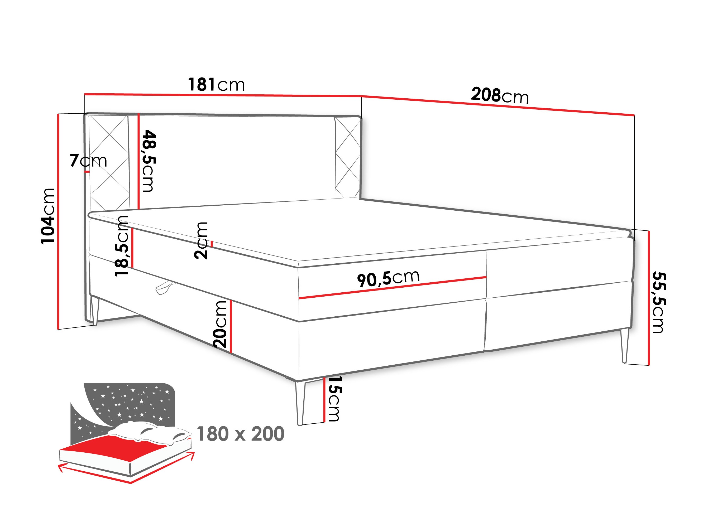 Boxspringbett Providence 200 (Polo 875)