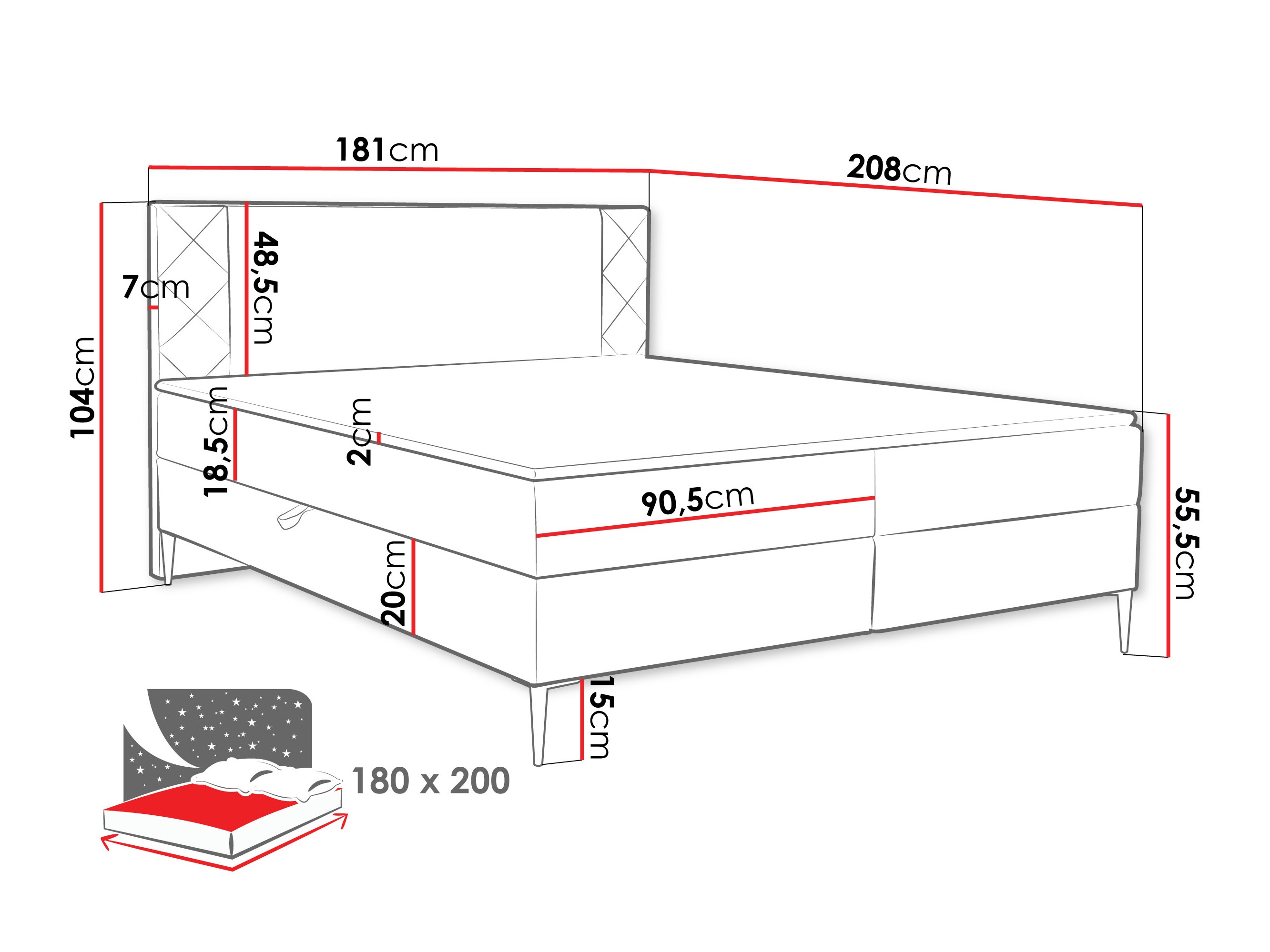 Boxspringbett Providence 200 (Polo 877)