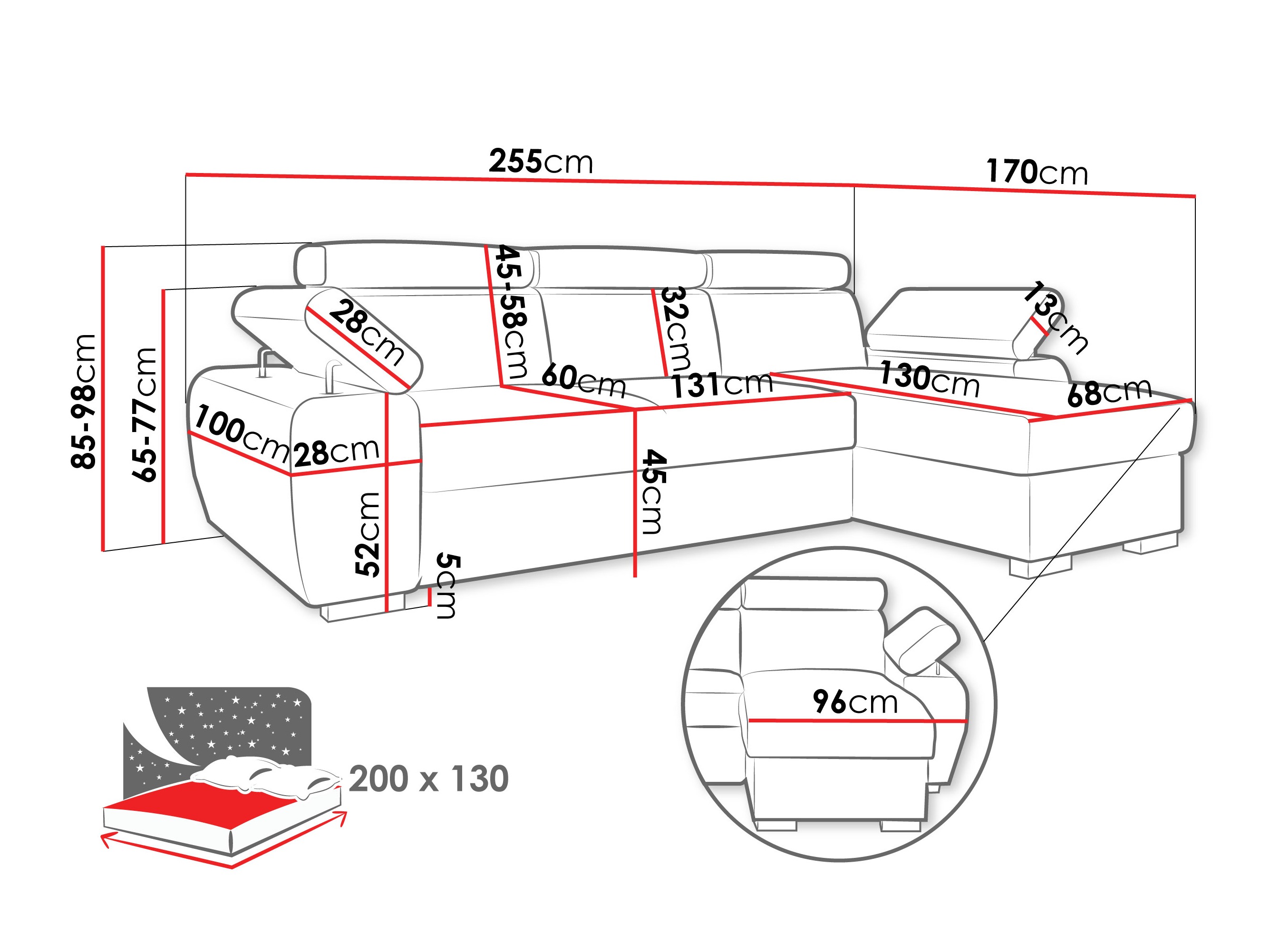 Ecksofa Columbus 252 (Lumo 55)