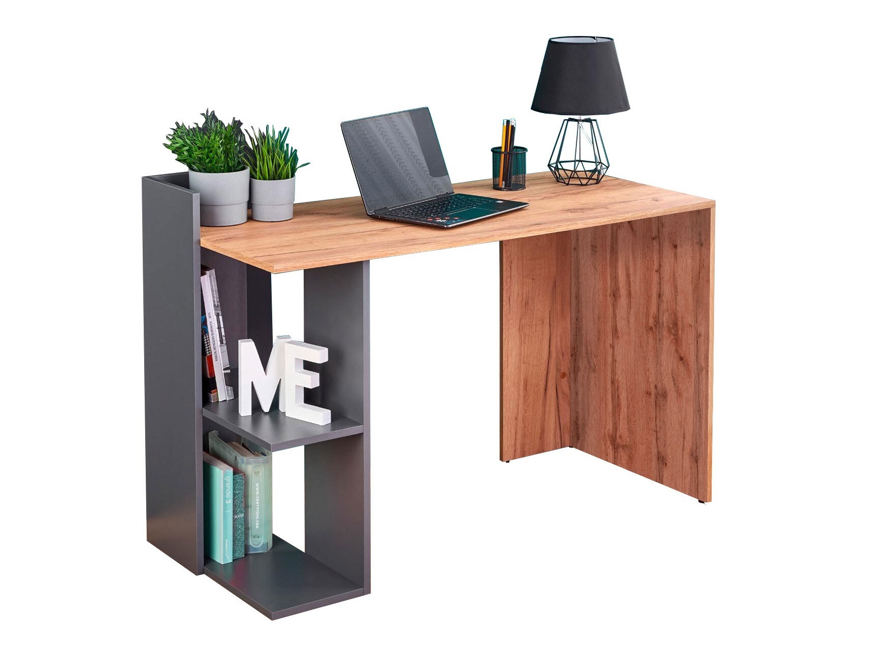 Bürotisch Houston 825 (Eichenholzoptik + Anthrazit)