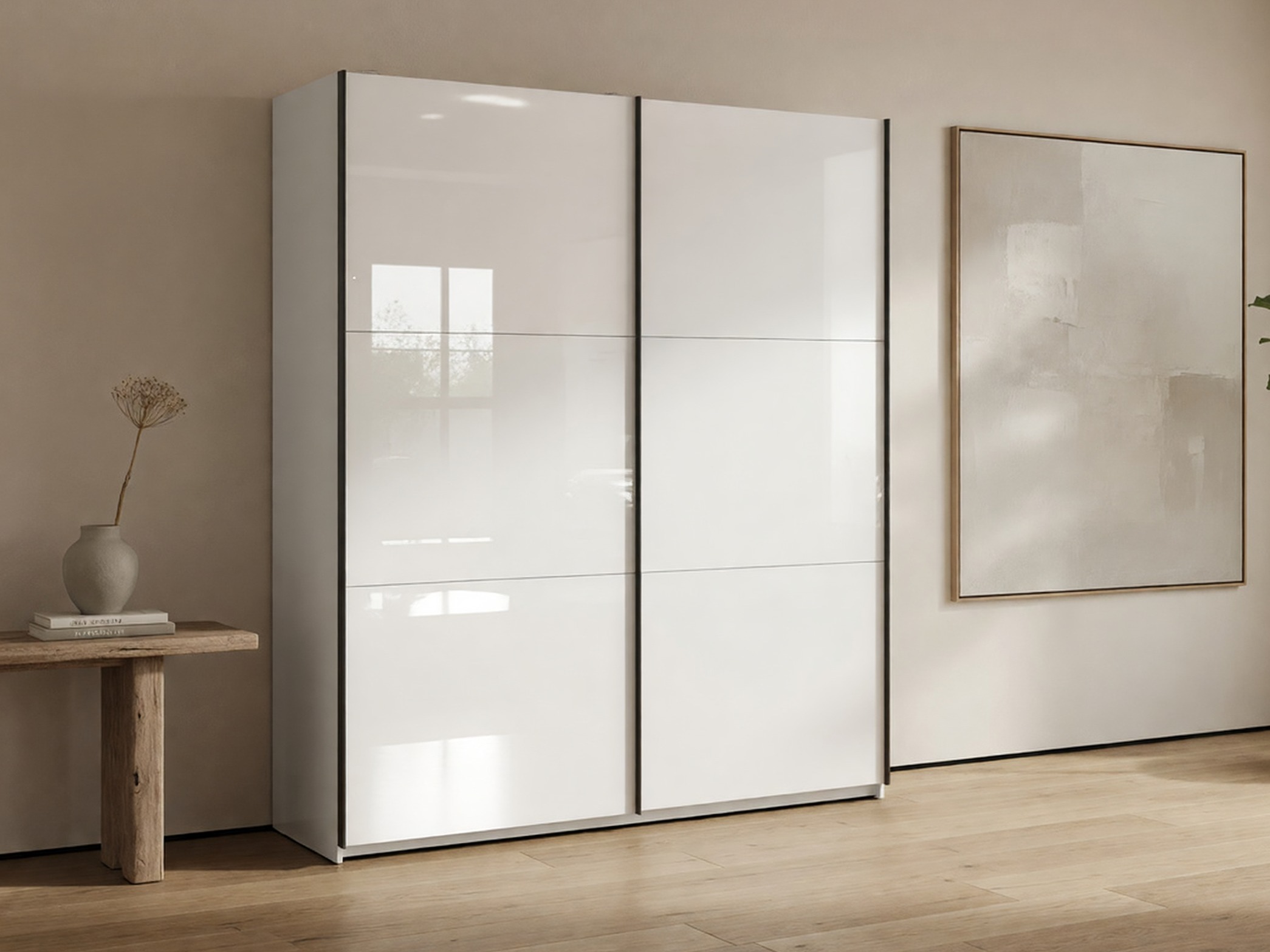 Kleiderschrank Livevaro 109 (Weiß glänzend)