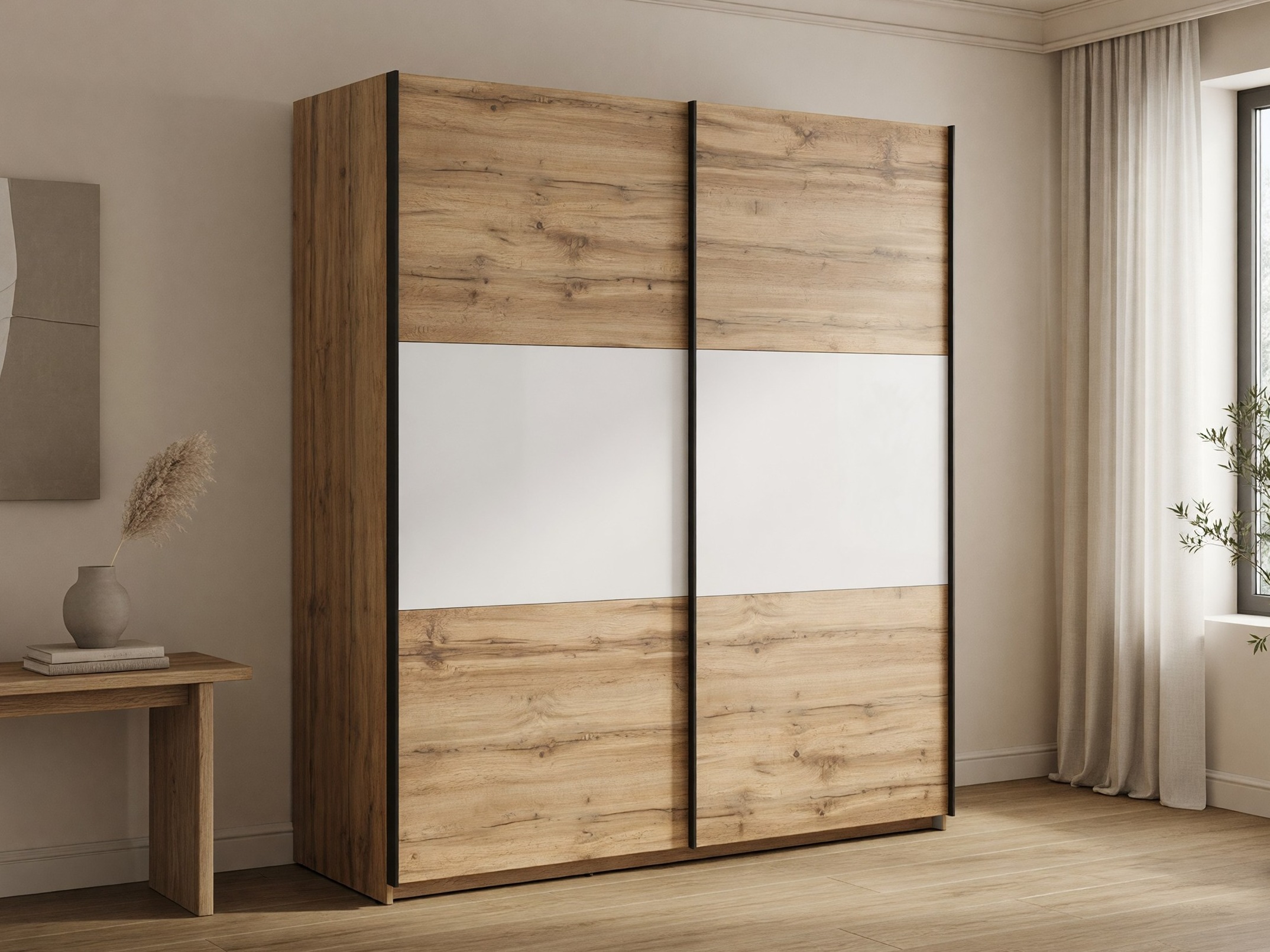 Kleiderschrank Livevaro 109 (Wotan Eiche + Weiß)