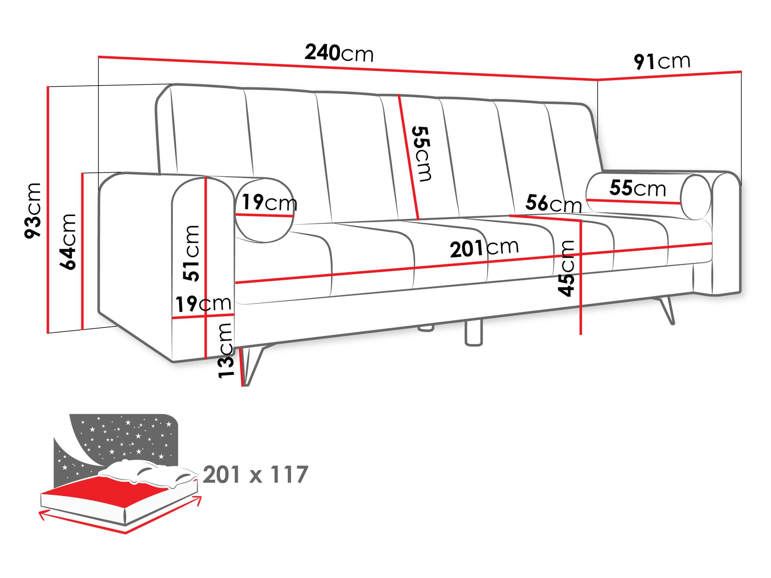 Schlafsofa Comfivo Luda (Sandu 224.02)