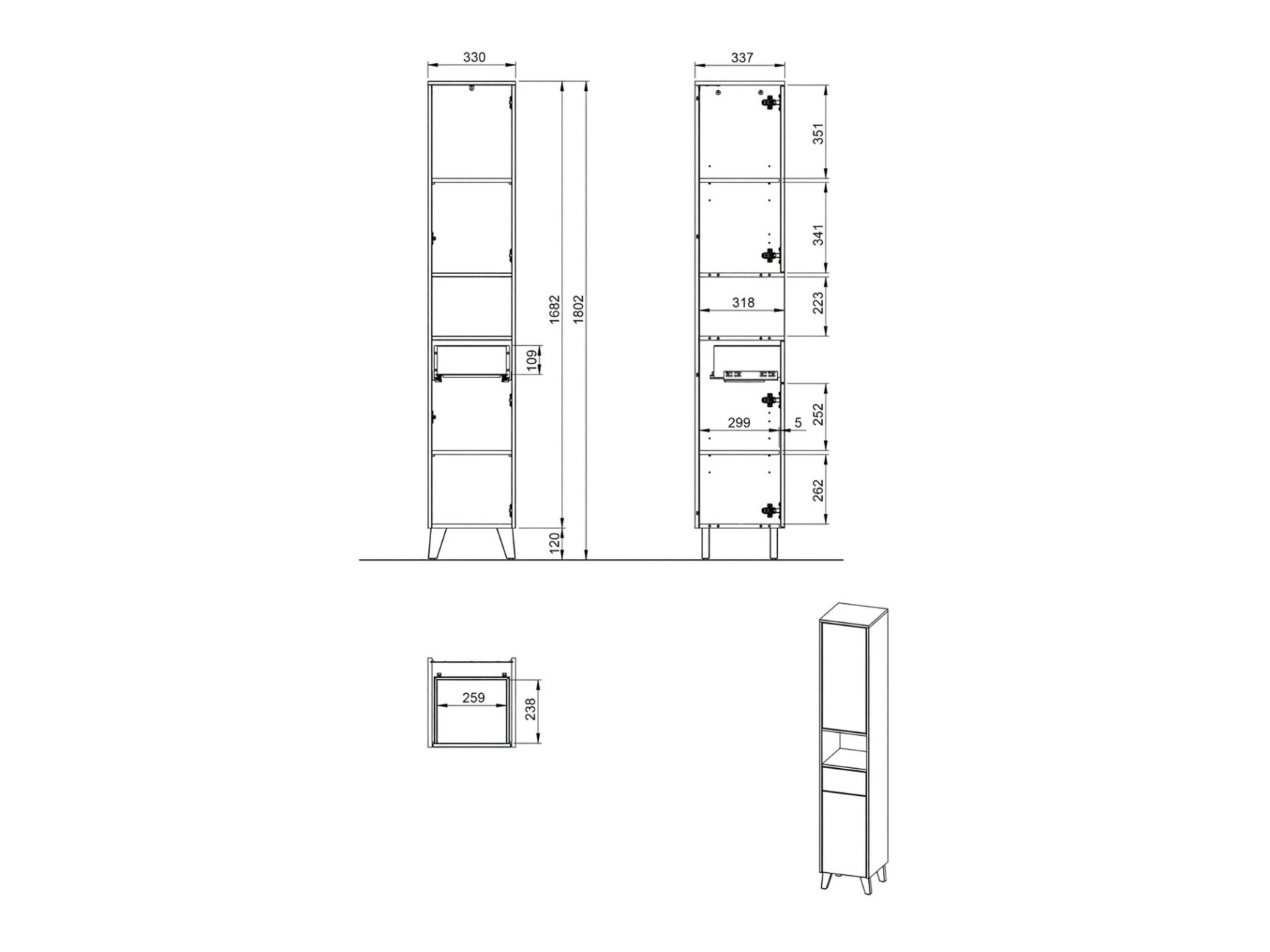 Stehender Badezimmerschrank Voseri 103