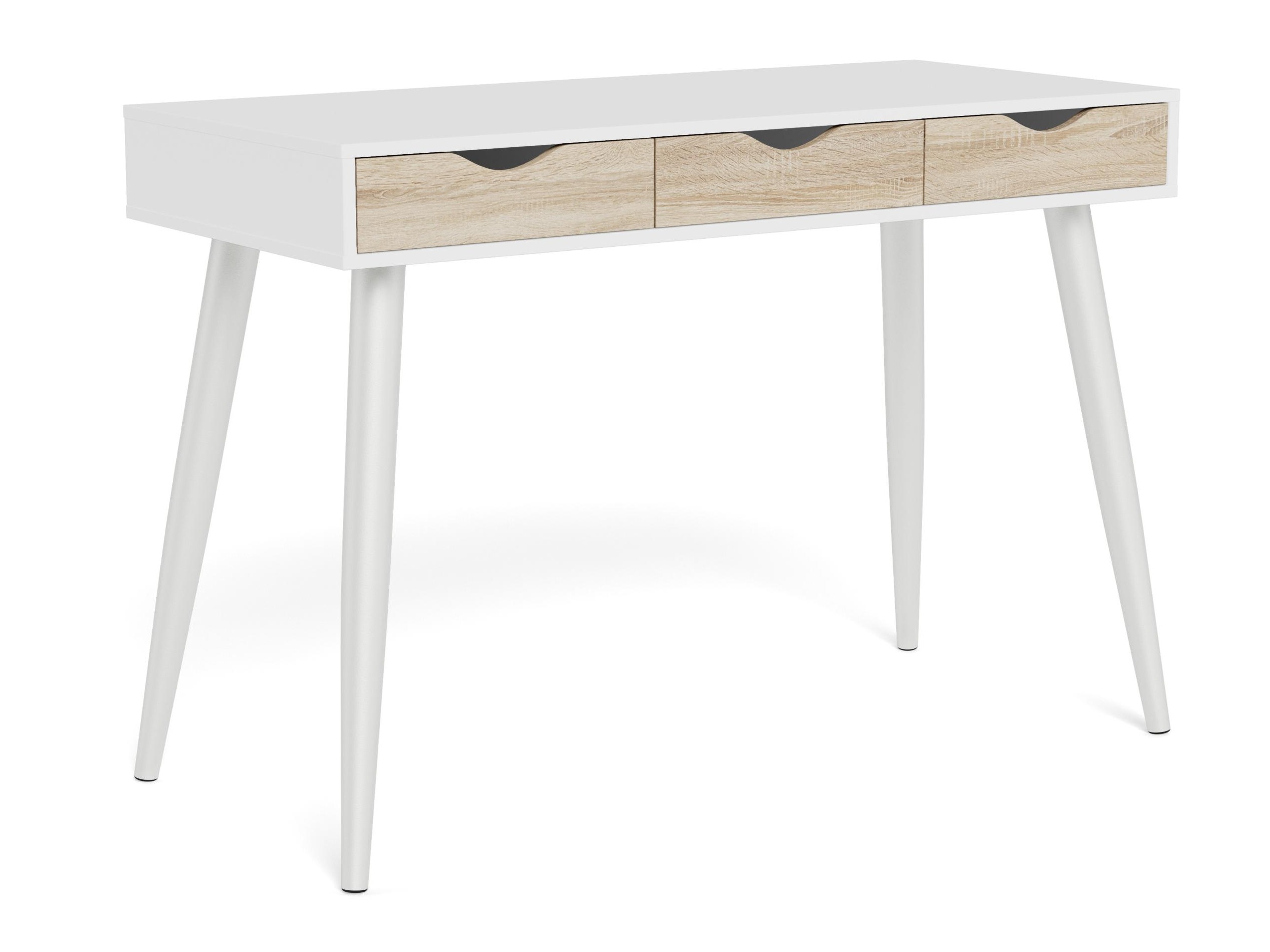 Bürotisch Norsica 113 (Weiß + Eichenholzoptik)