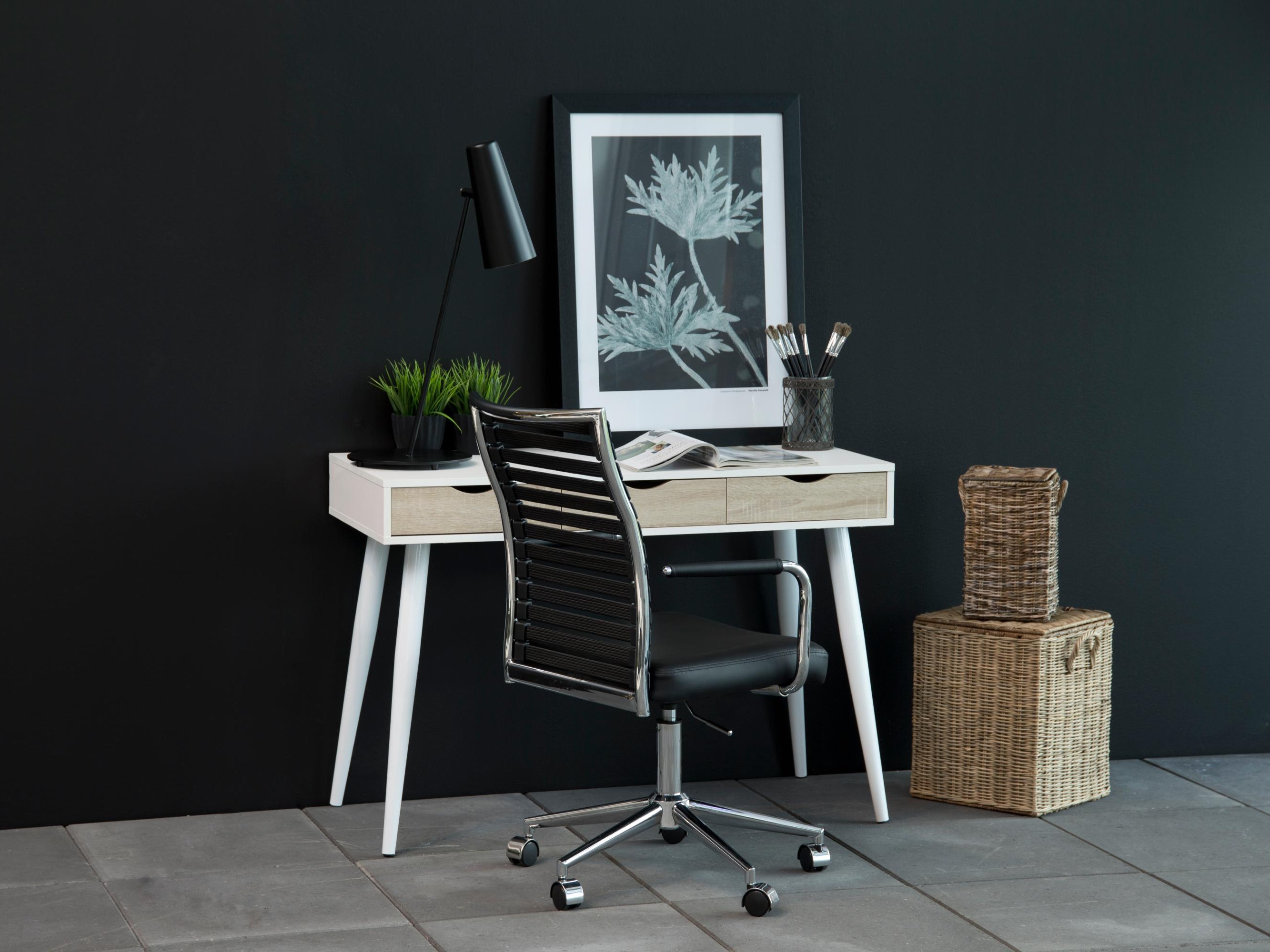 Bürotisch Norsica 113 (Weiß + Eichenholzoptik)