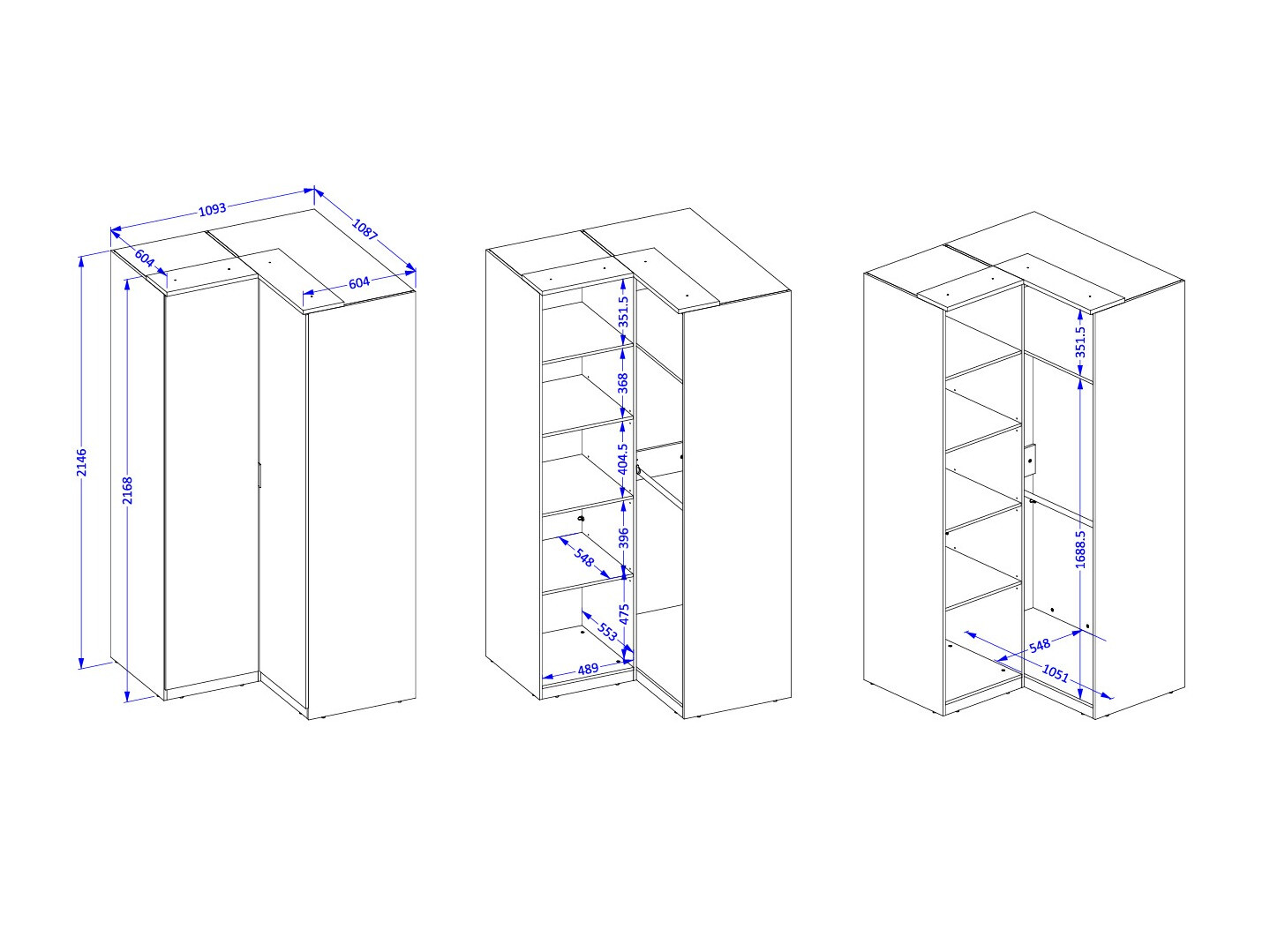 Eckkleiderschrank Nolcala 107 (Eichenholzoptik + Beige)