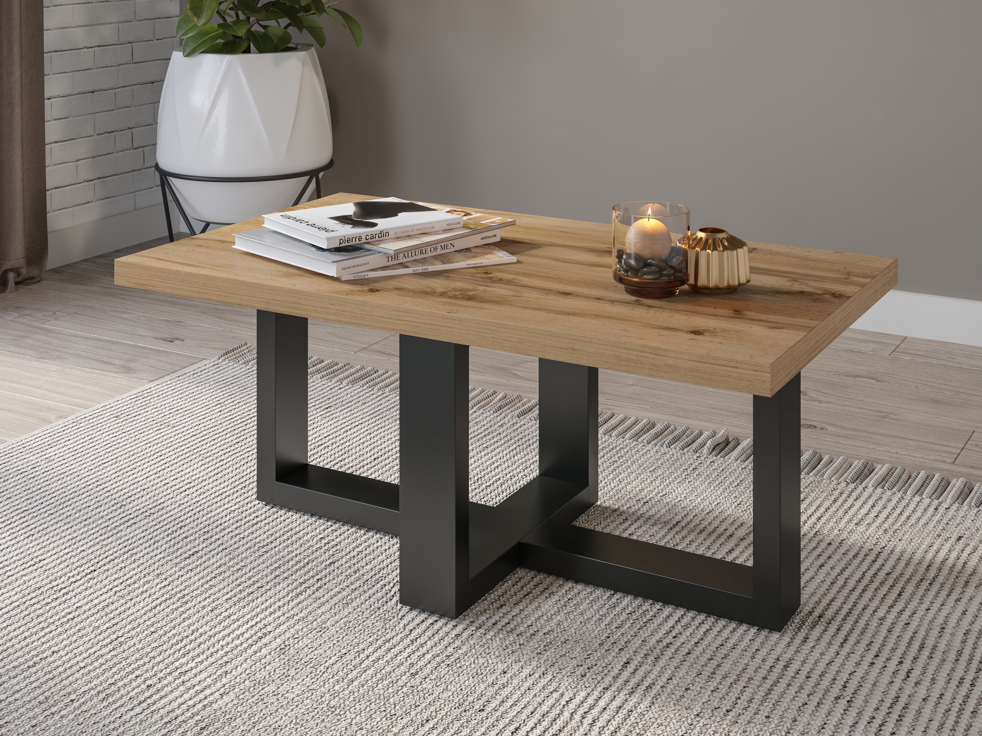 Couchtisch Austin 317 (Schwarz + Wotan Eiche)