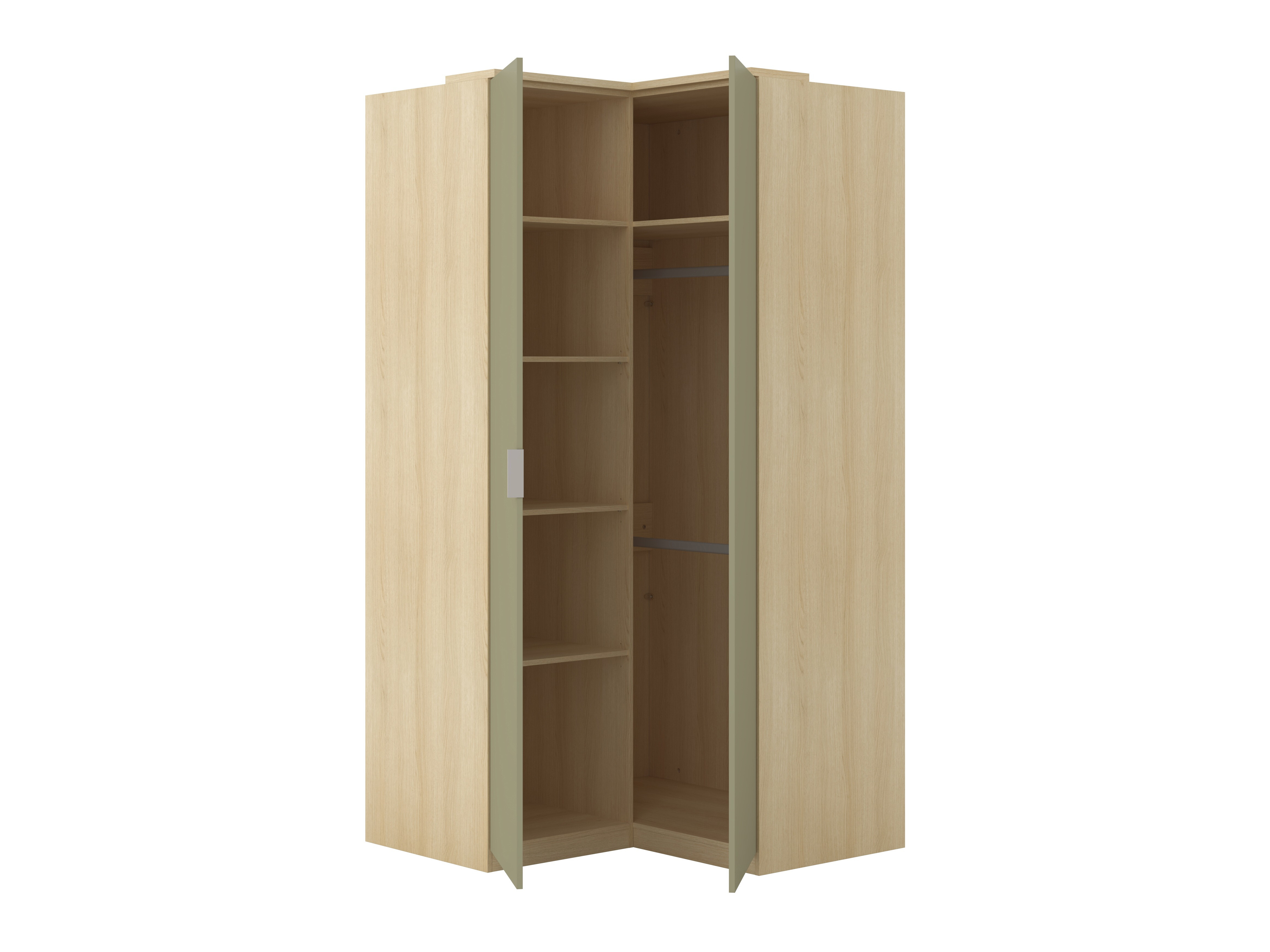 Eckkleiderschrank Nolcala 107 (Eichenholzoptik + Eukalyptus)