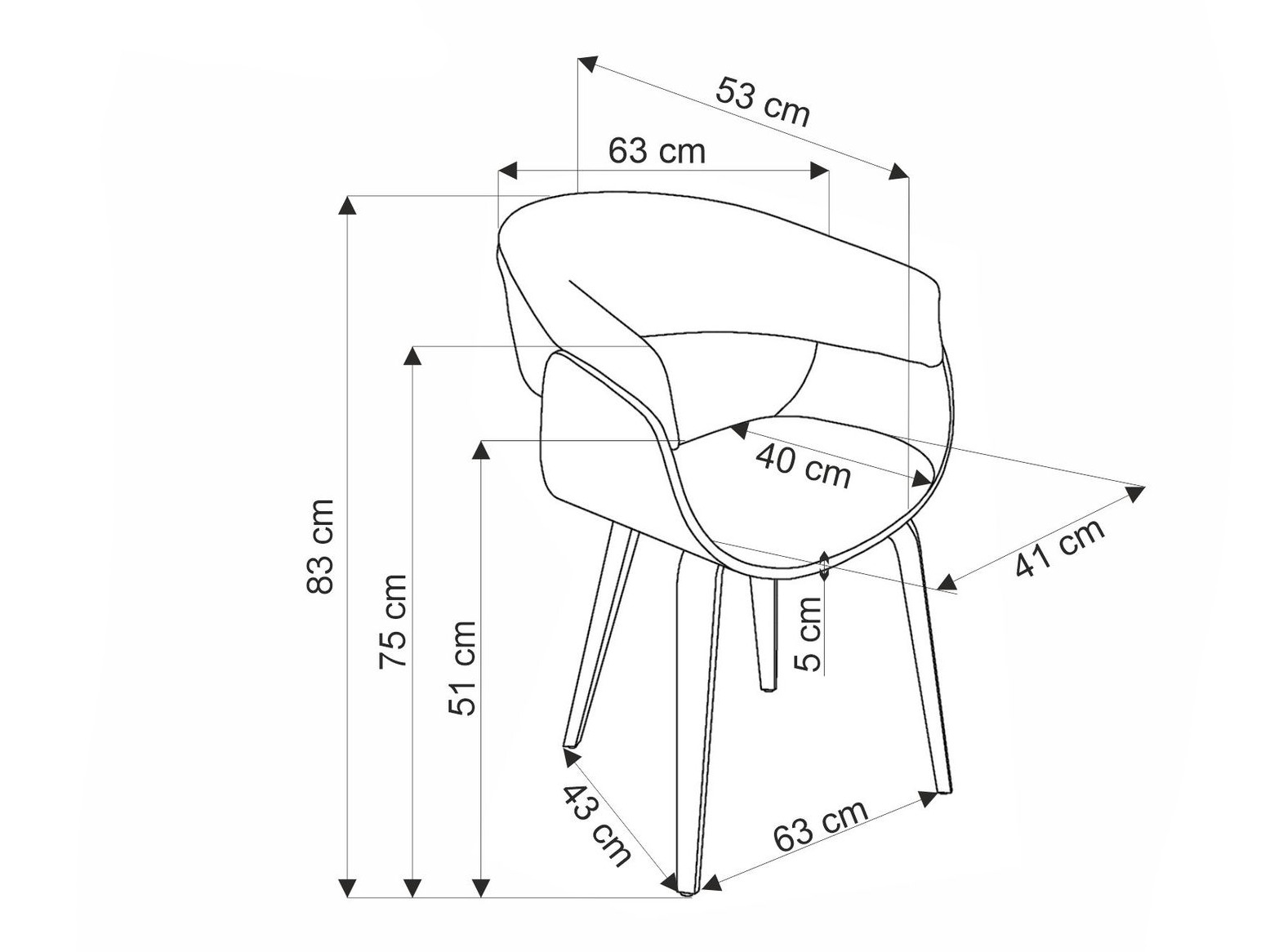 Stuhl Houston 1597 (Grau + Walnussholzoptik)
