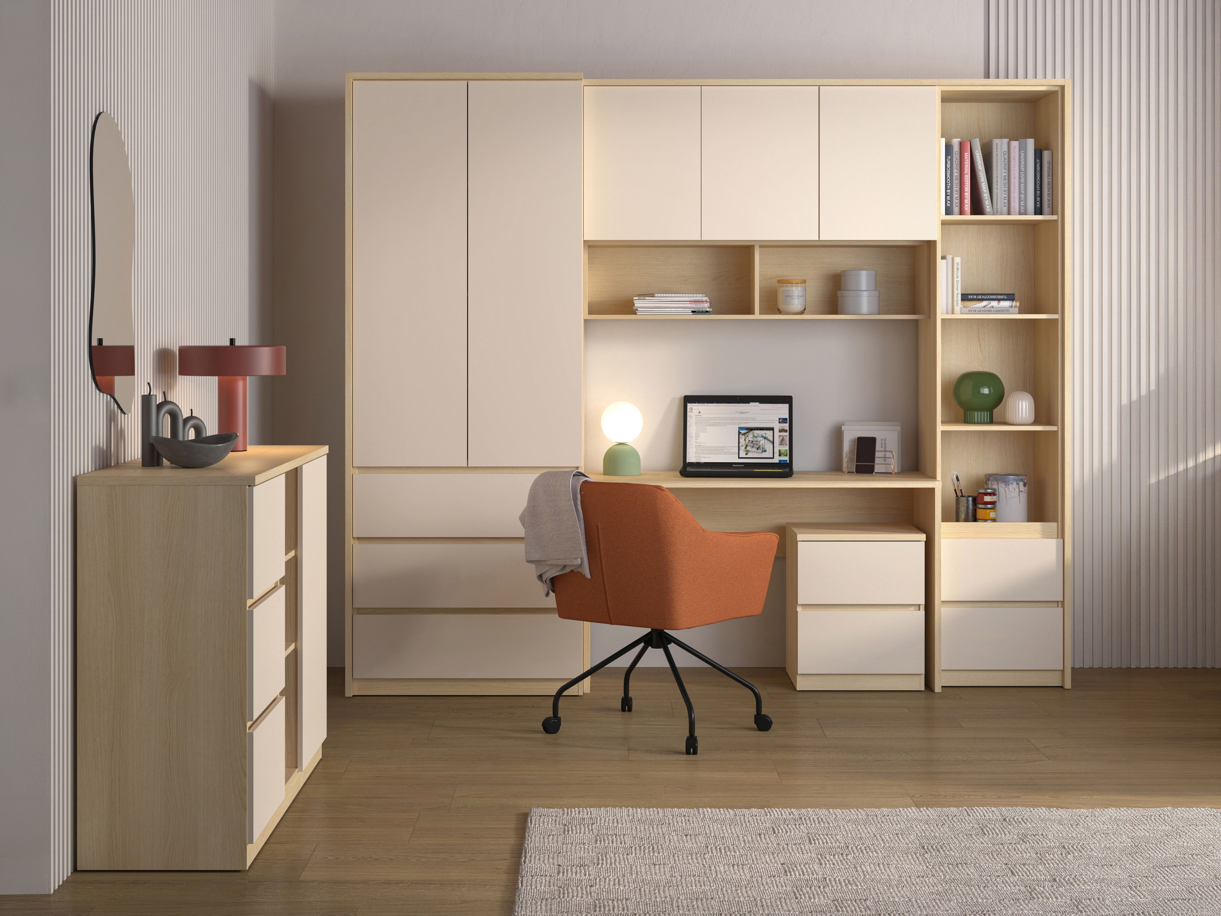 Hängeschrank Nolcala 104 (Eichenholzoptik + Beige)