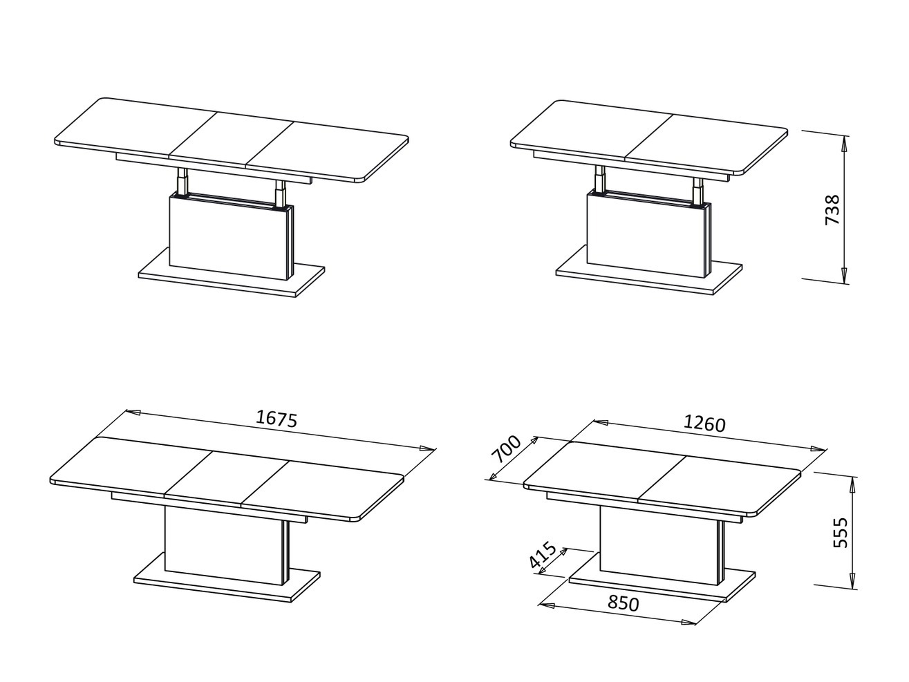Couchtisch-Transformer Houston 1253 (Matt weiß)