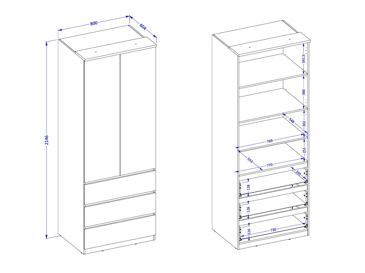 Kleiderschrank Nolcala 110 (Eichenholzoptik + Eukalyptus)