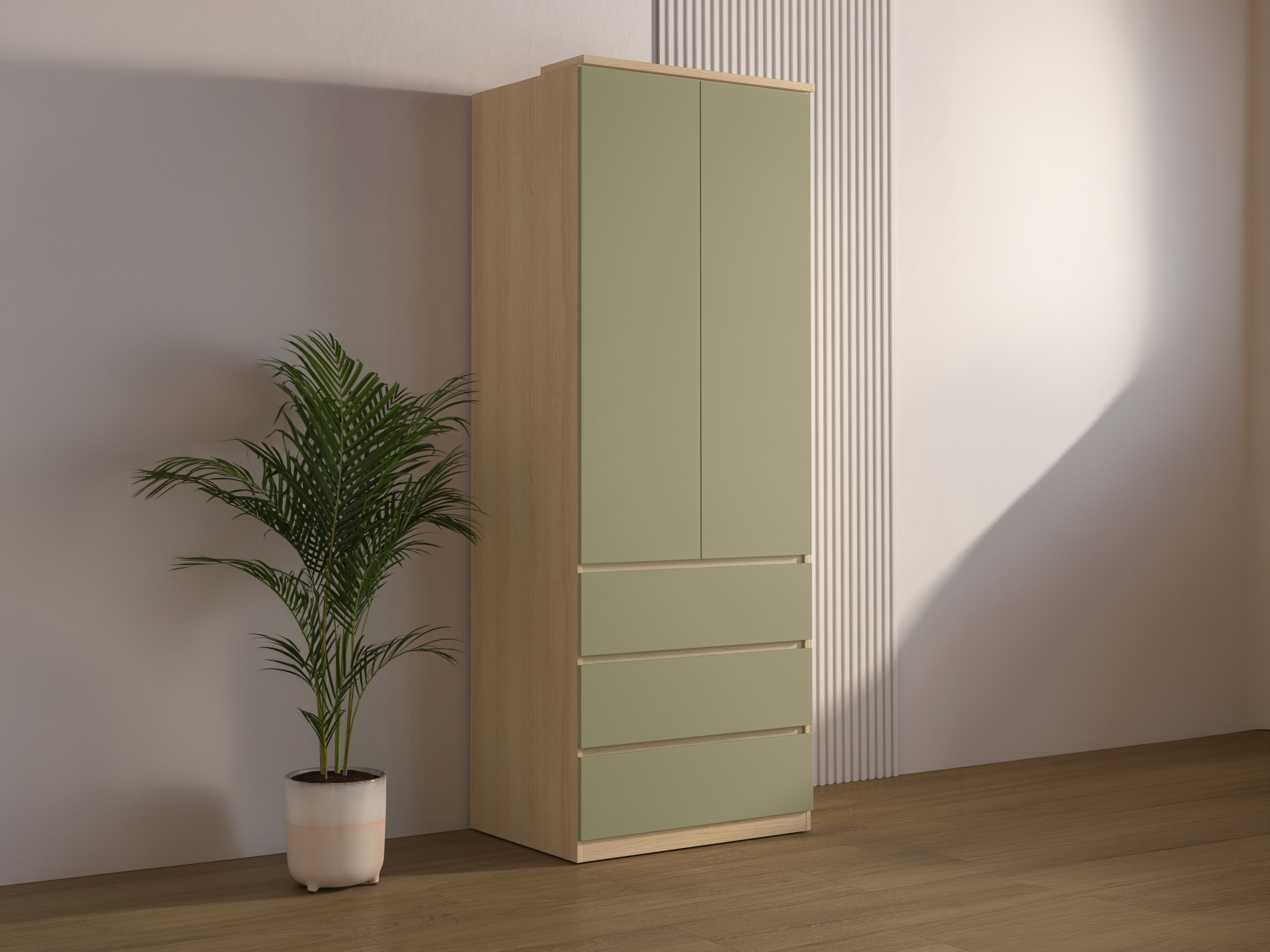 Kleiderschrank Nolcala 110 (Eichenholzoptik + Eukalyptus)